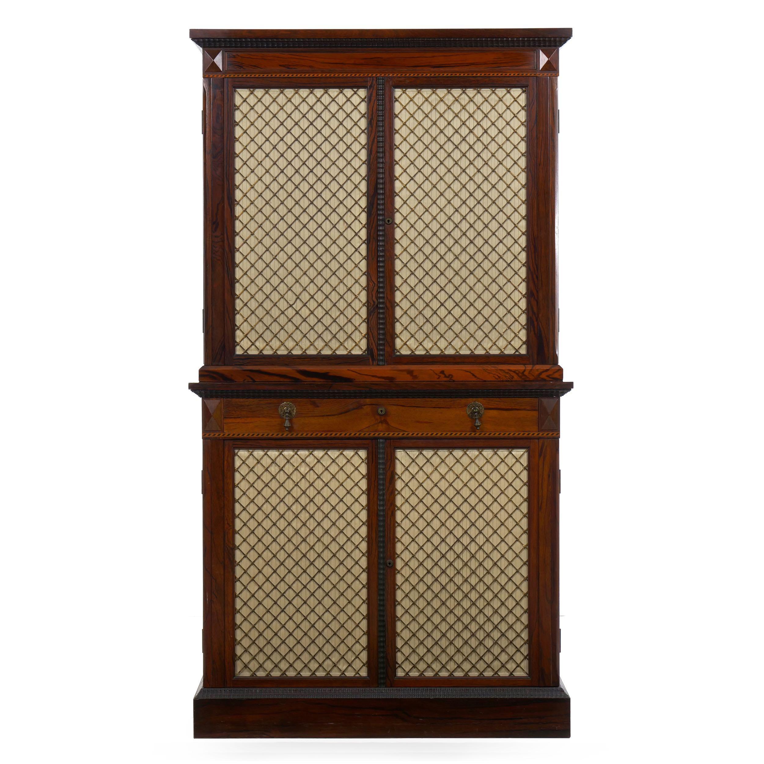 VERY FINE ROSEWOOD HUMIDOR CABINET BY MELLIER & CO
London, circa 1880; Mellier & Co plaque verso, locks by J. Bramah
Item # 906SBP05A 

An exceptional rosewood standing humidor cabinet in two parts, it is of the highest quality and beautifully