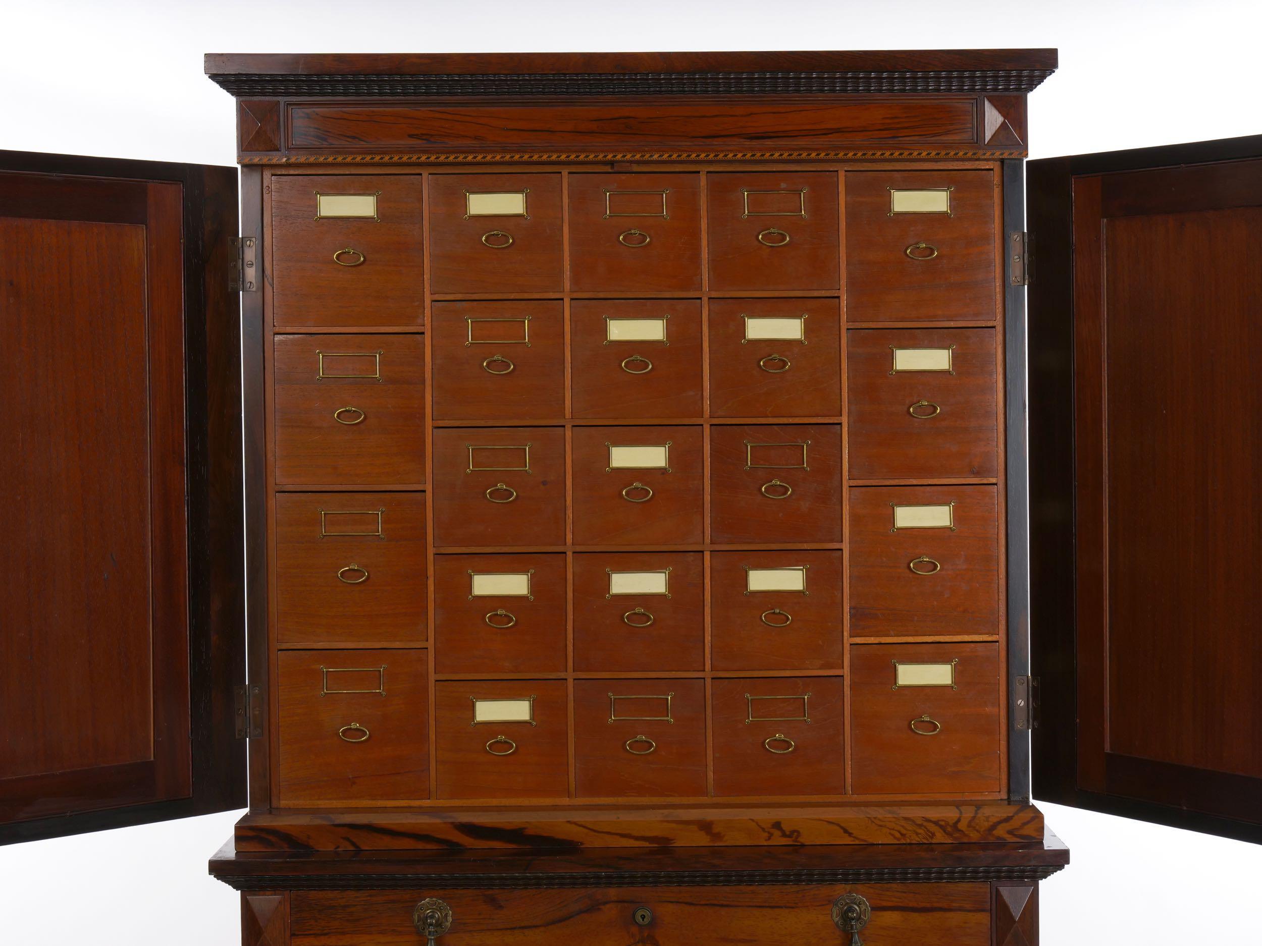 English Rosewood Antique Humidor Cabinet by Mellier & Co, London, circa 1880 For Sale 1