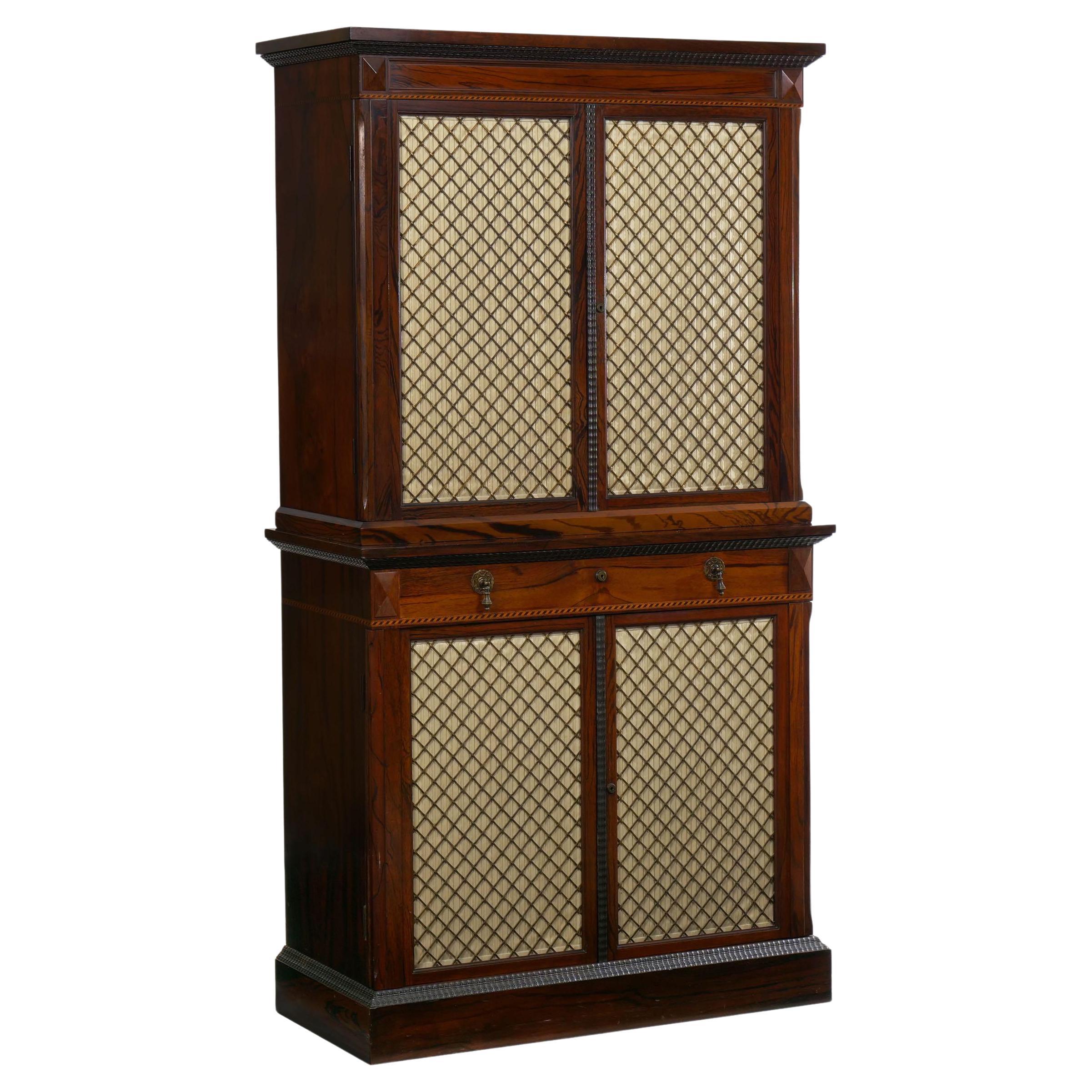 English Rosewood Antique Humidor Cabinet by Mellier & Co, London, circa 1880 For Sale