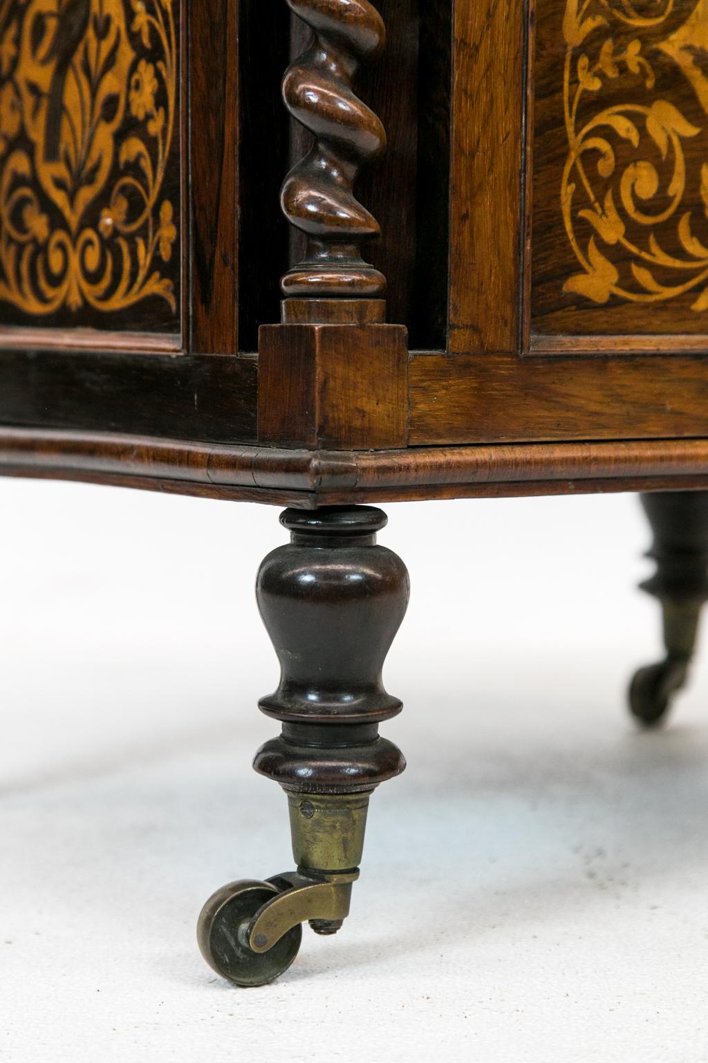 English Rosewood Barley Twist Gepolsterter Hocker (Intarsie)