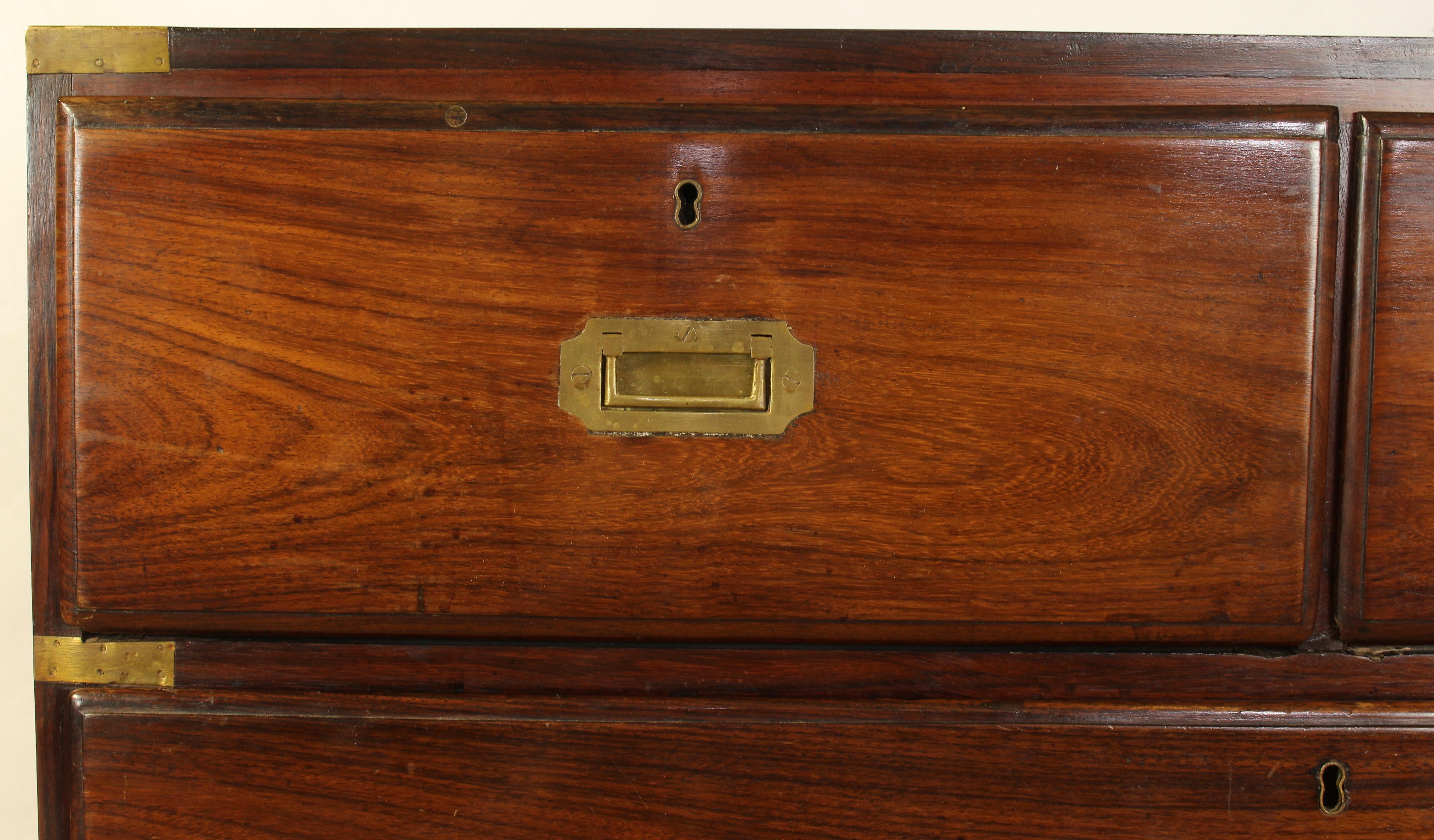 English Rosewood Campaign Chest of Drawers 8