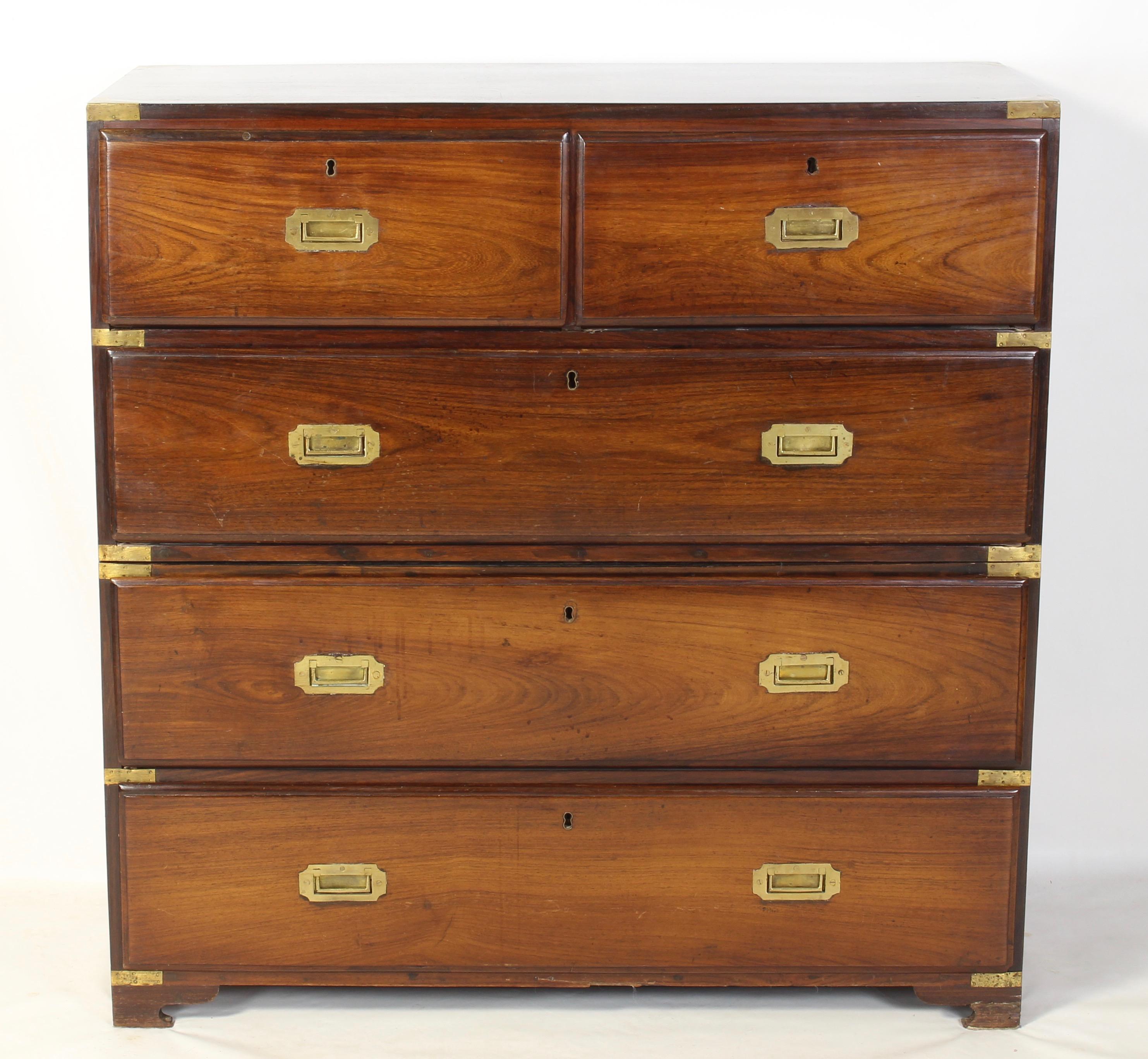 English Rosewood Campaign Chest of Drawers In Good Condition In Kilmarnock, VA