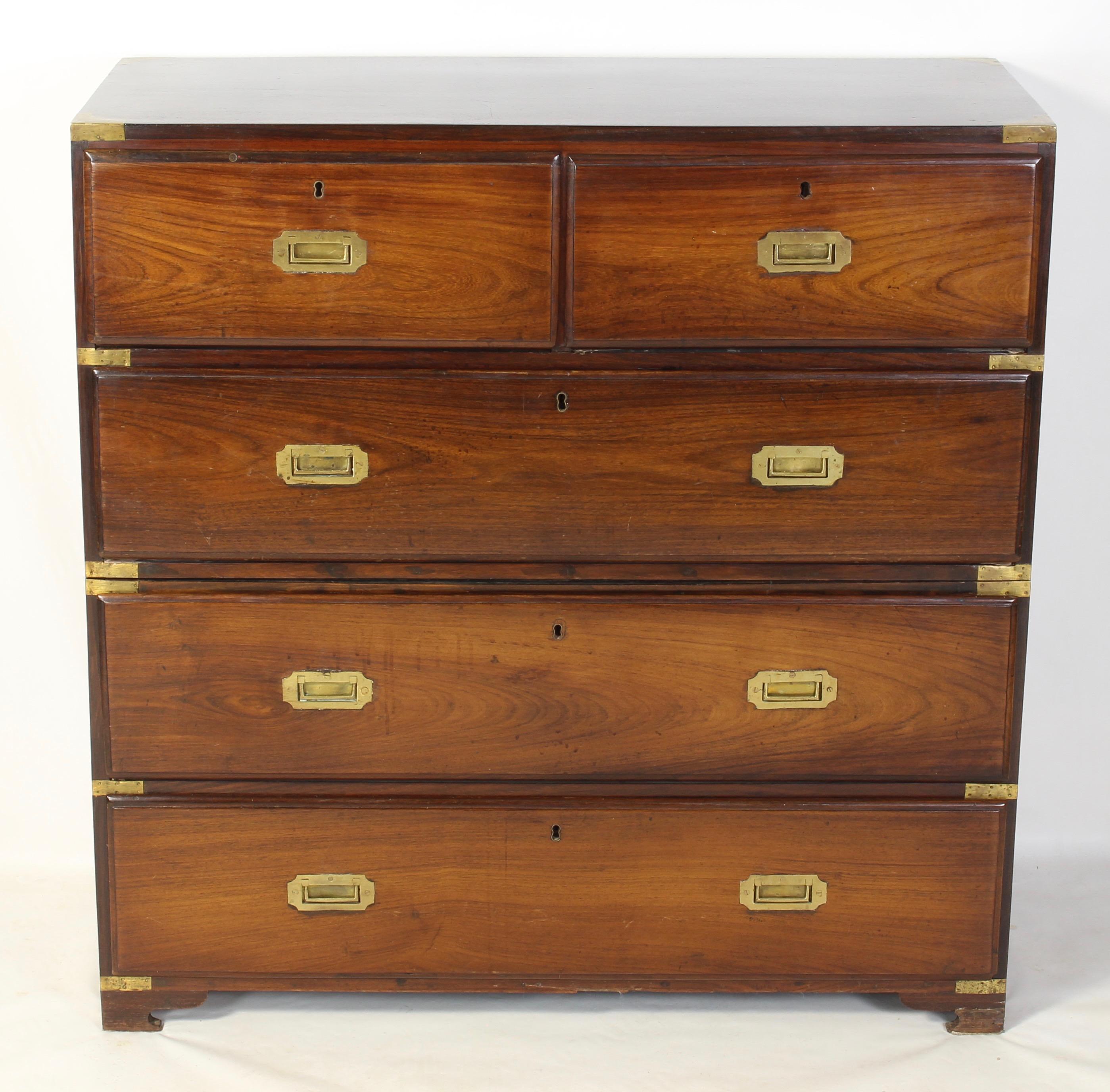 19th Century English Rosewood Campaign Chest of Drawers