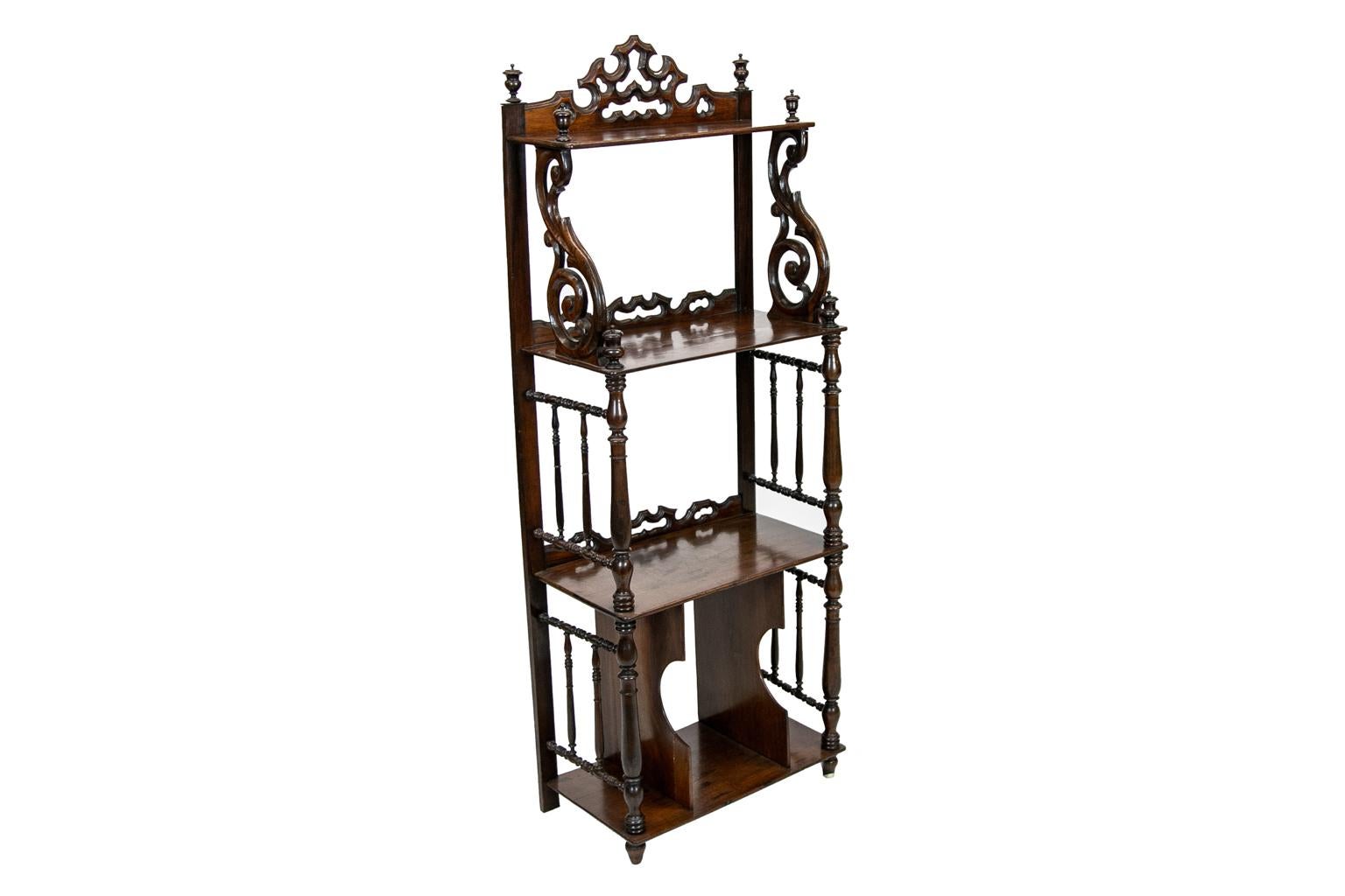 19th Century English Rosewood Four Tier Display Shelf For Sale