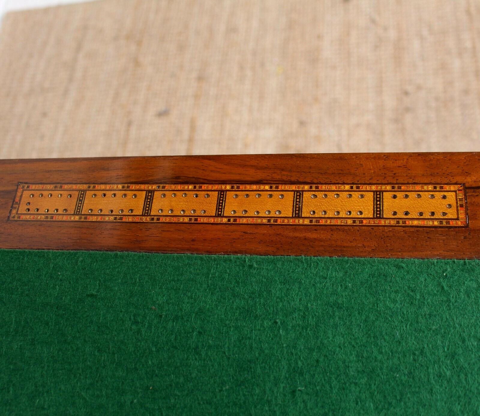 English Rosewood Games Table Chess Board Folding Card Table, 19th Century 7