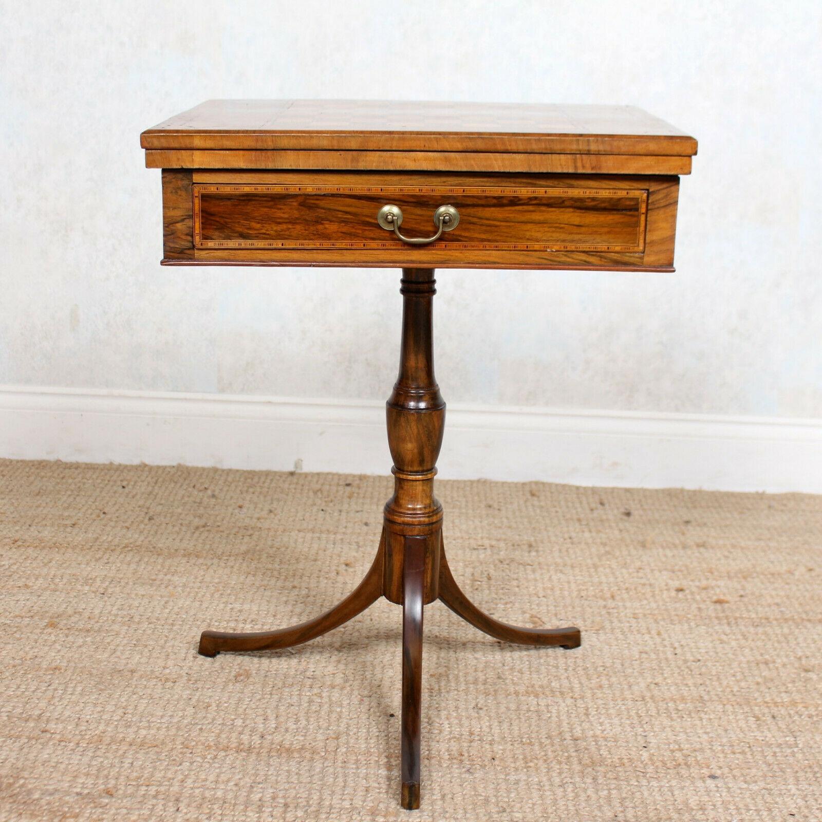 English Rosewood Games Table Chess Board Folding Card Table, 19th Century 2