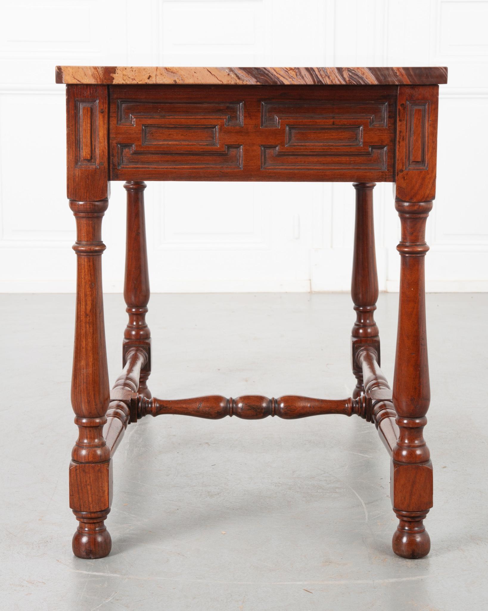 English Rosewood & Marble Center Table For Sale 3
