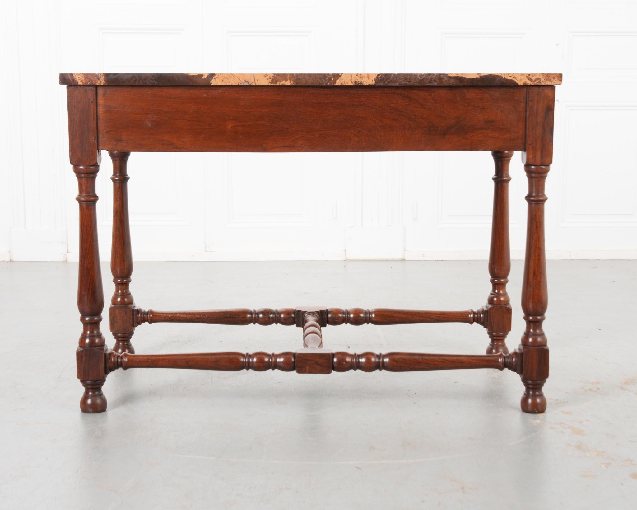Other English Rosewood & Marble Center Table For Sale