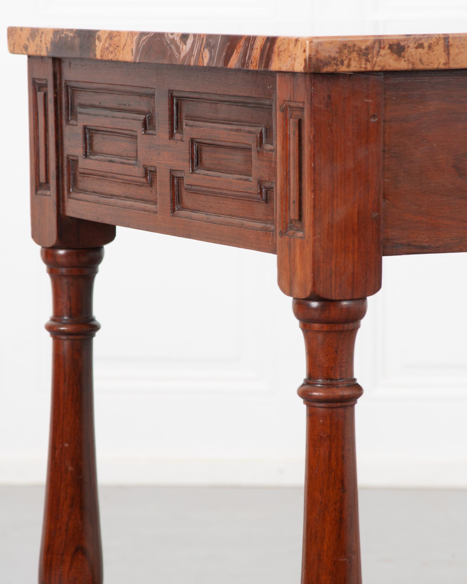 English Rosewood & Marble Center Table For Sale 2