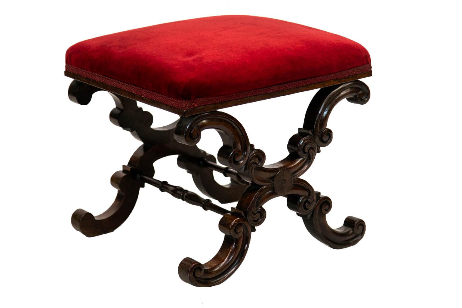 Mid-19th Century English Rosewood Stool For Sale