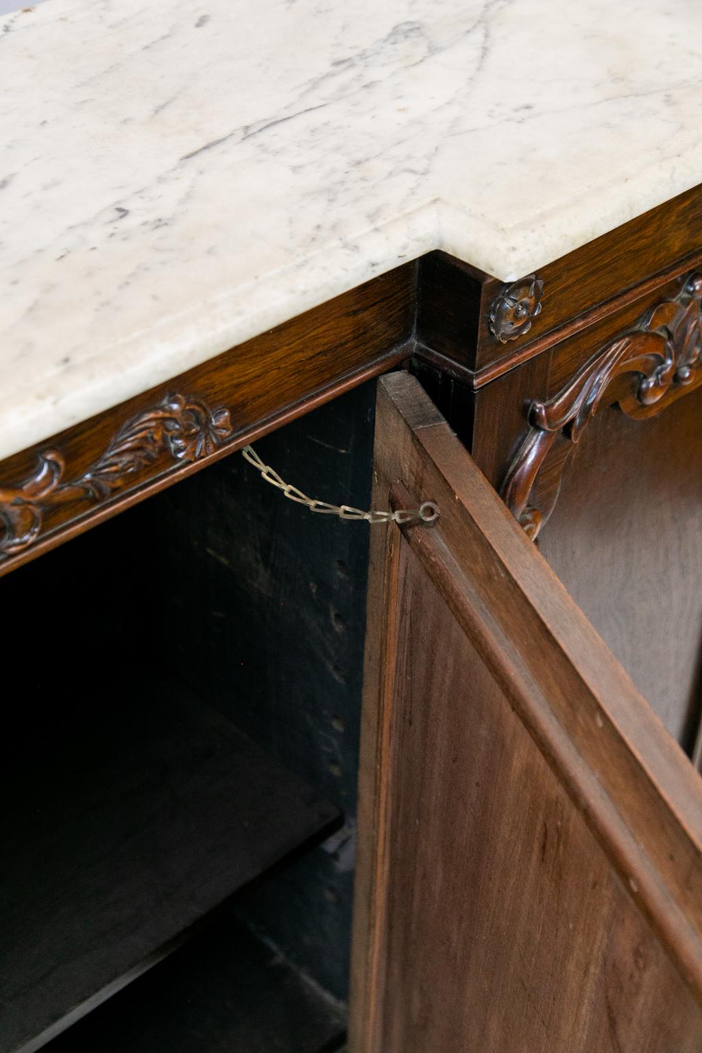 Mirror English Rosewood William IV Breakfront Console Cabinet For Sale