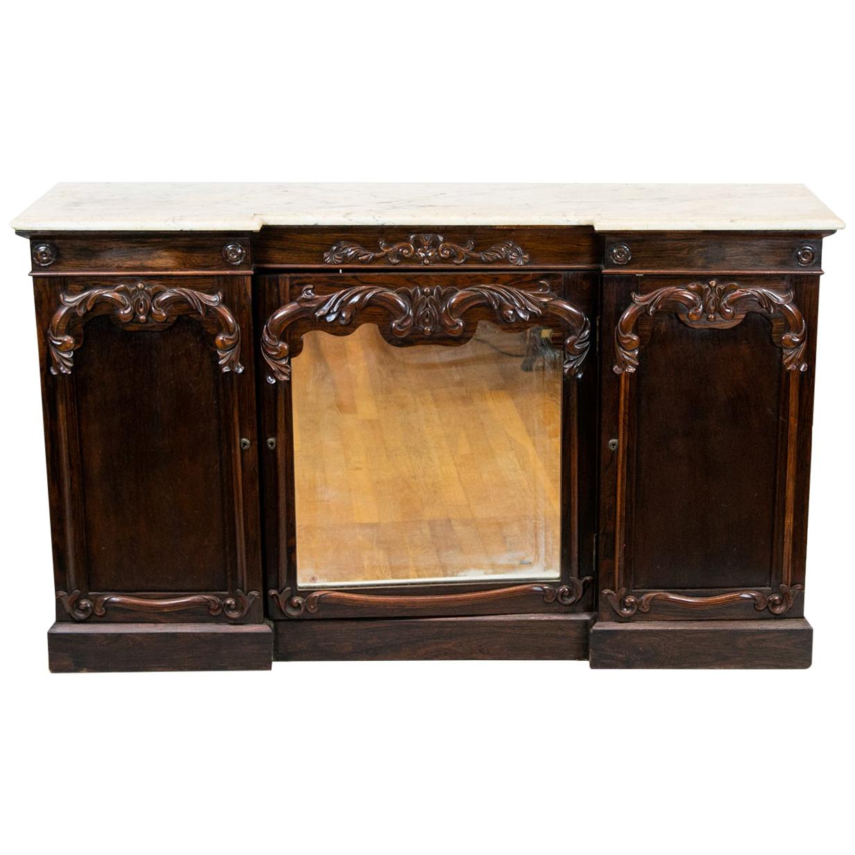 English Rosewood William IV Breakfront Console Cabinet