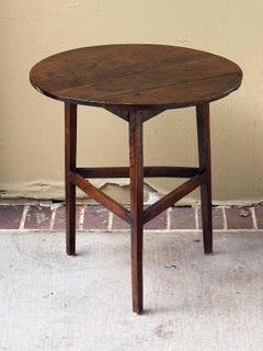 English Round Cricket Table of Patinated Oak from the Georgian Era