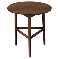 English Round Cricket Table of Patinated Oak from the Georgian Era