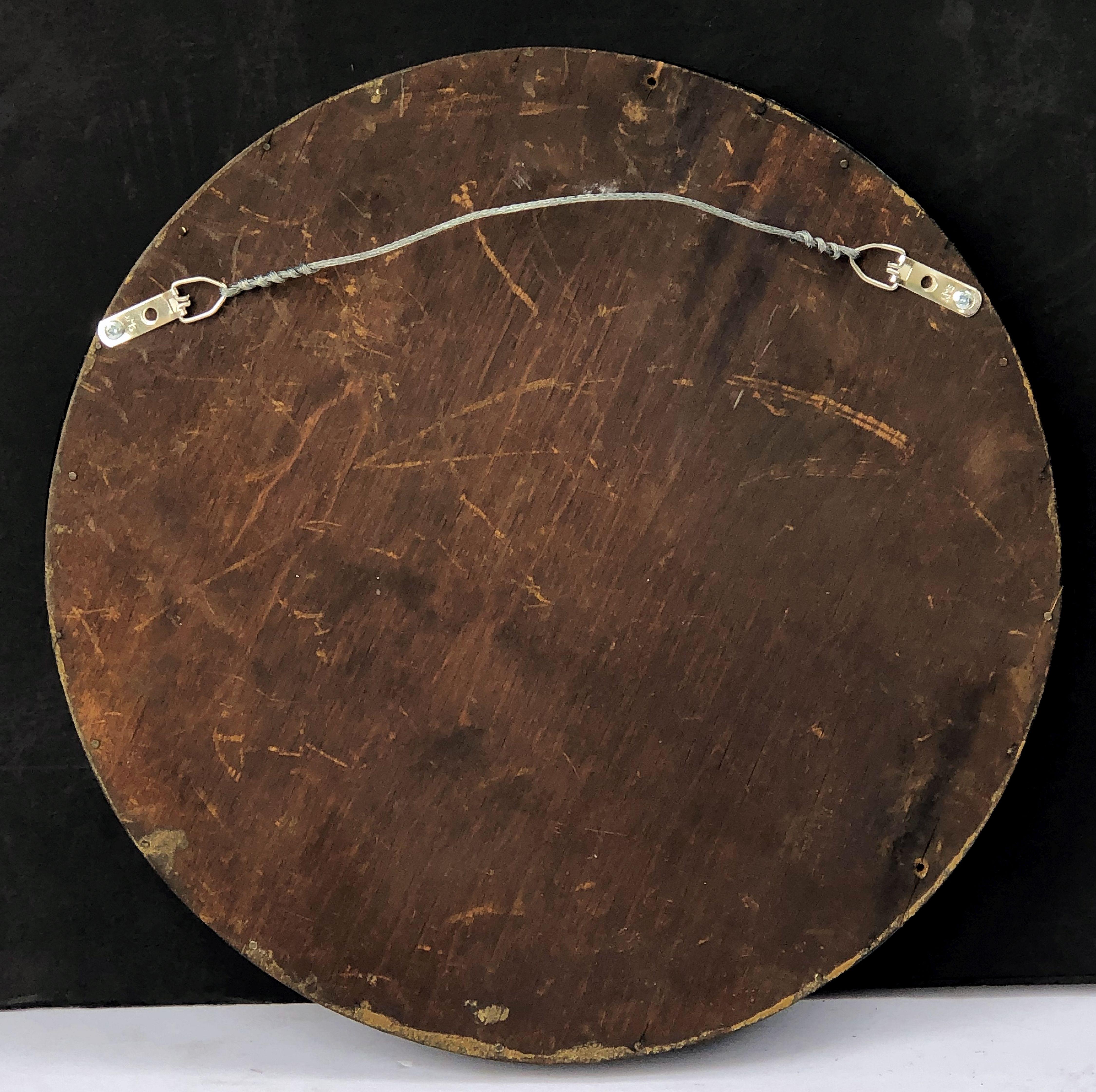 English Round Ebony Black and Gold Framed Convex Mirror (Diameter 14) 6