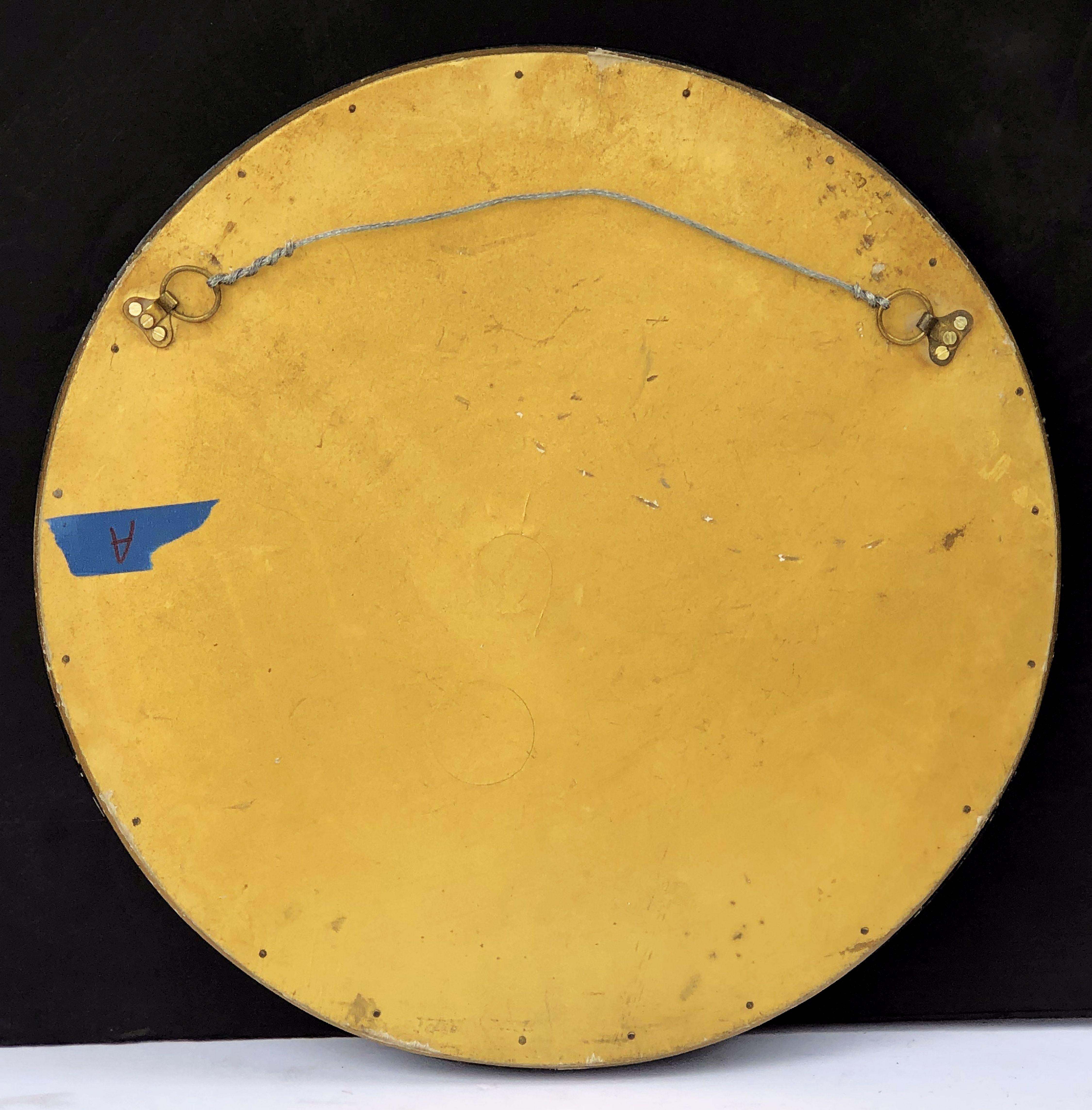 English Round Ebony Black and Gold Framed Convex Mirror (Diameter 15 1/2) 4