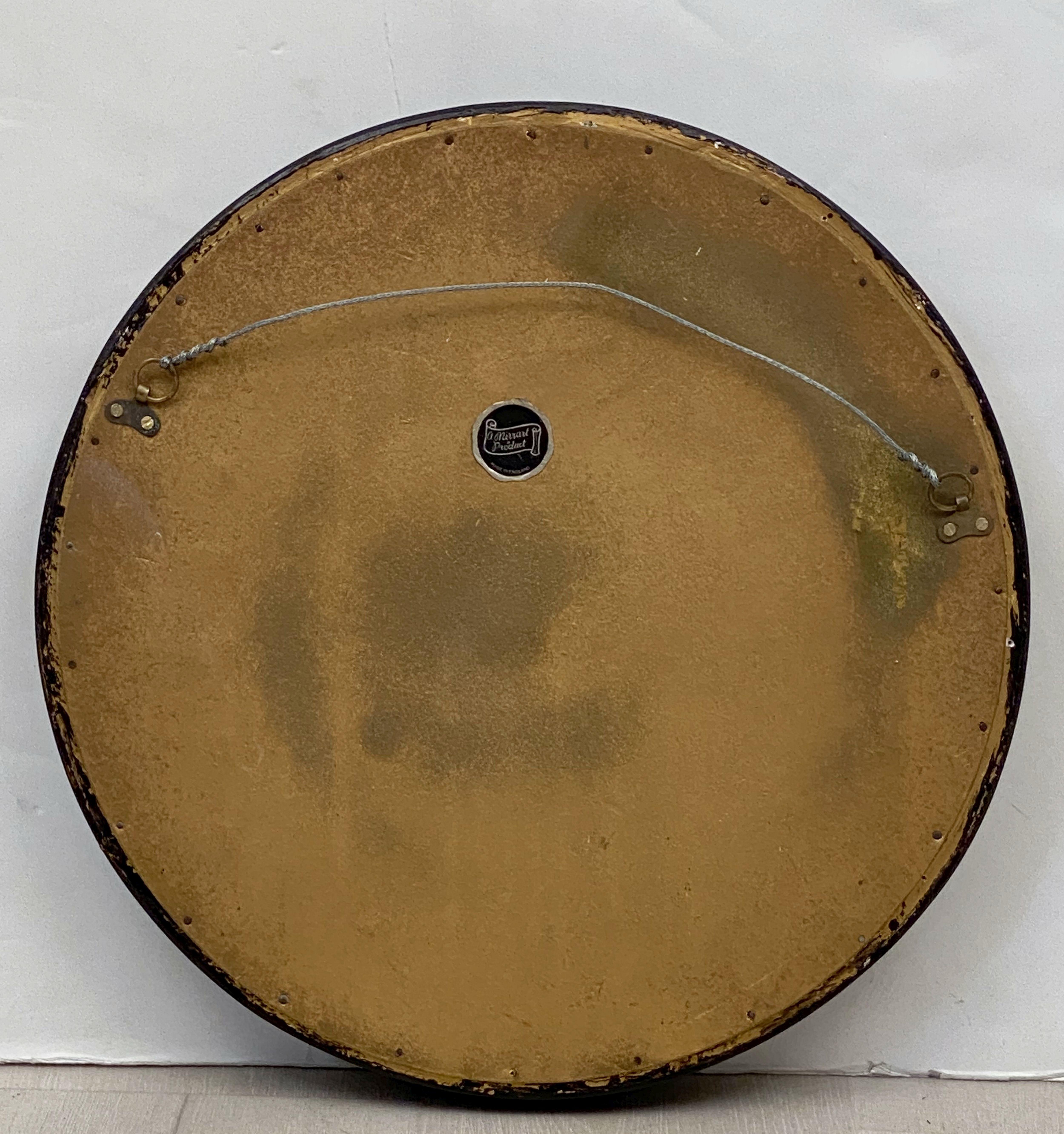 English Round Ebony Black and Gold Framed Convex Mirror (Diameter 15 7/8) 7