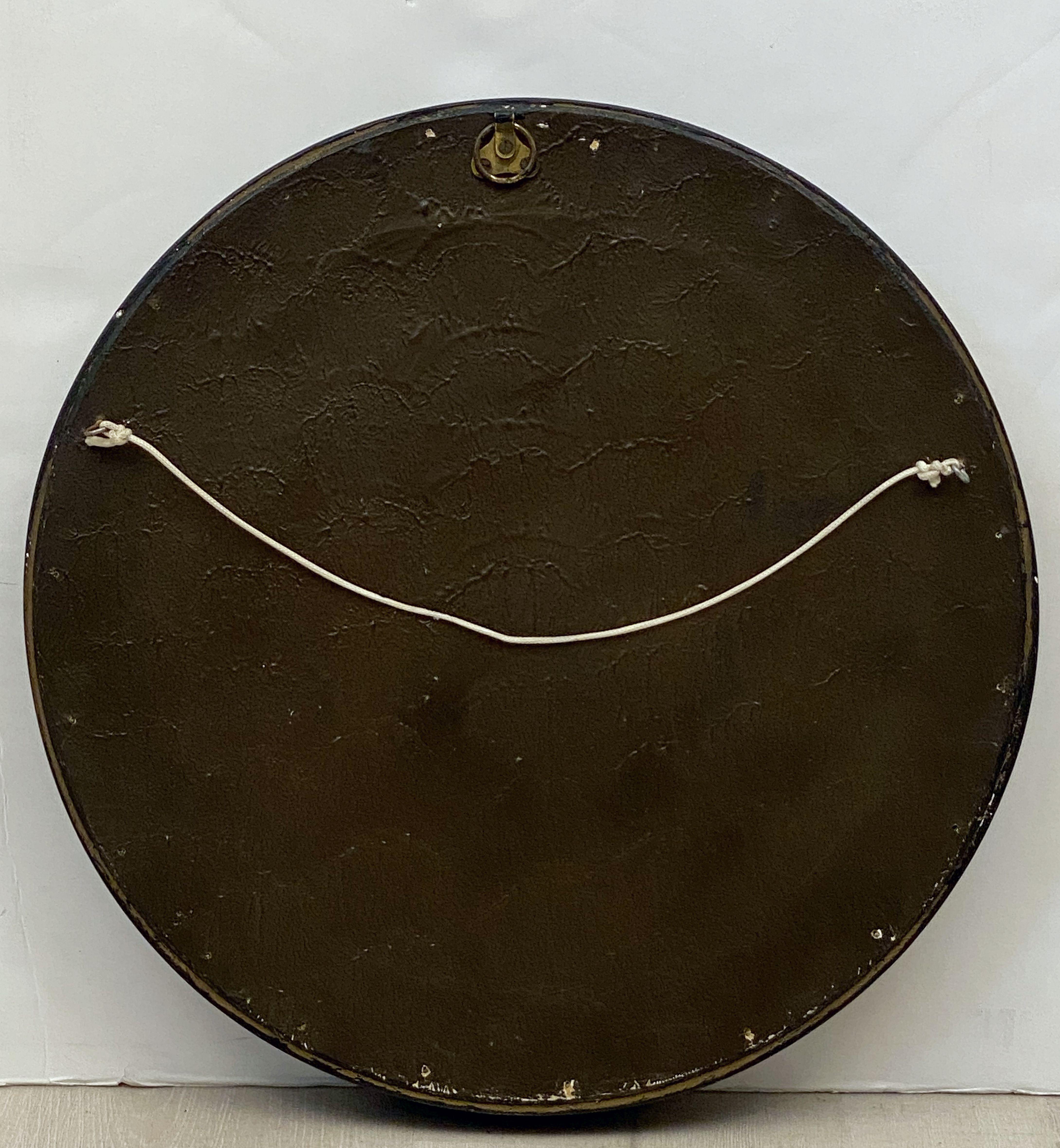 English Round Ebony Black and Gold Framed Convex Mirror (Diameter 16 1/4) 7