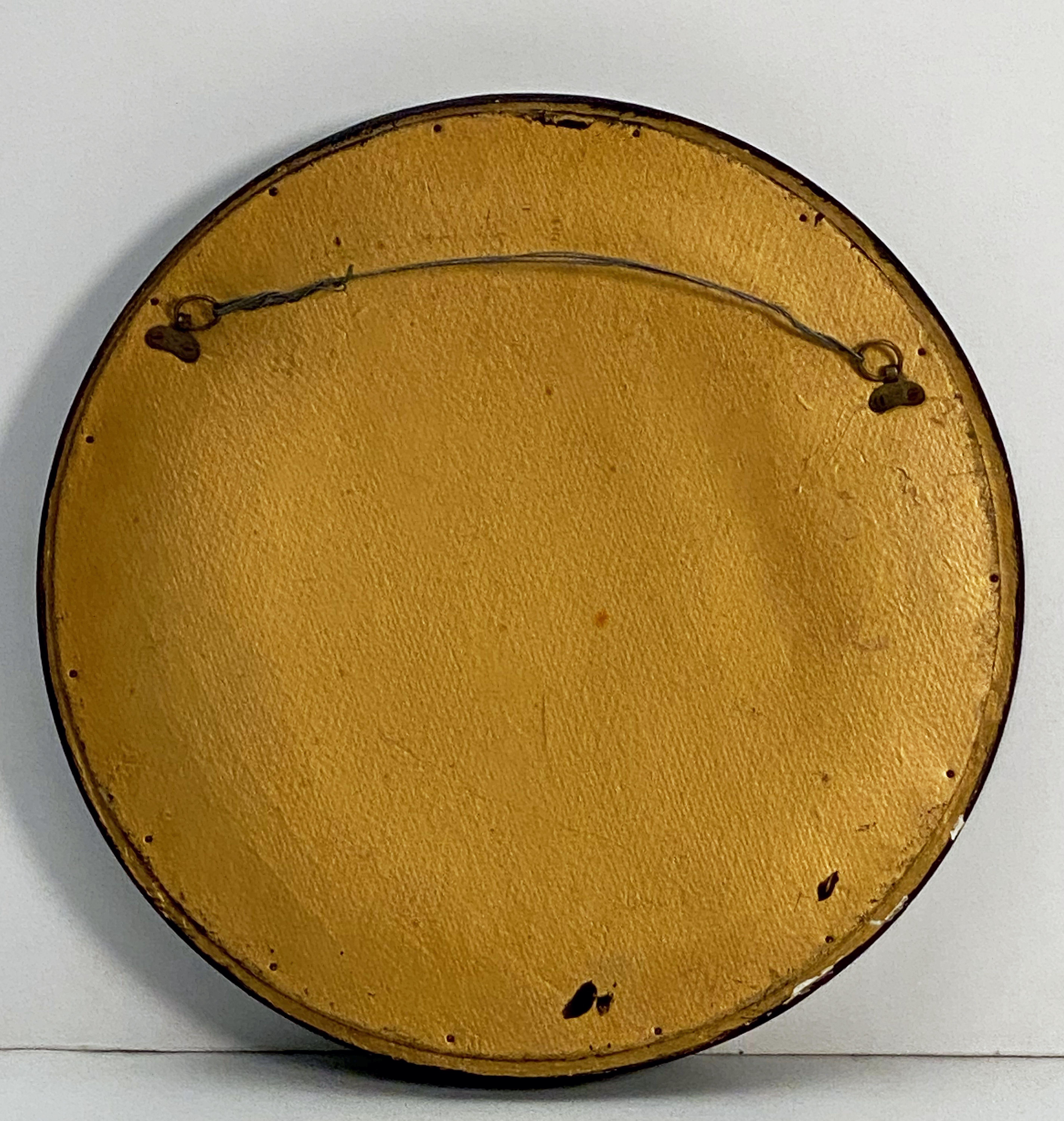 English Round Ebony Black and Gold Framed Convex Mirror (Diameter 16 14) 6