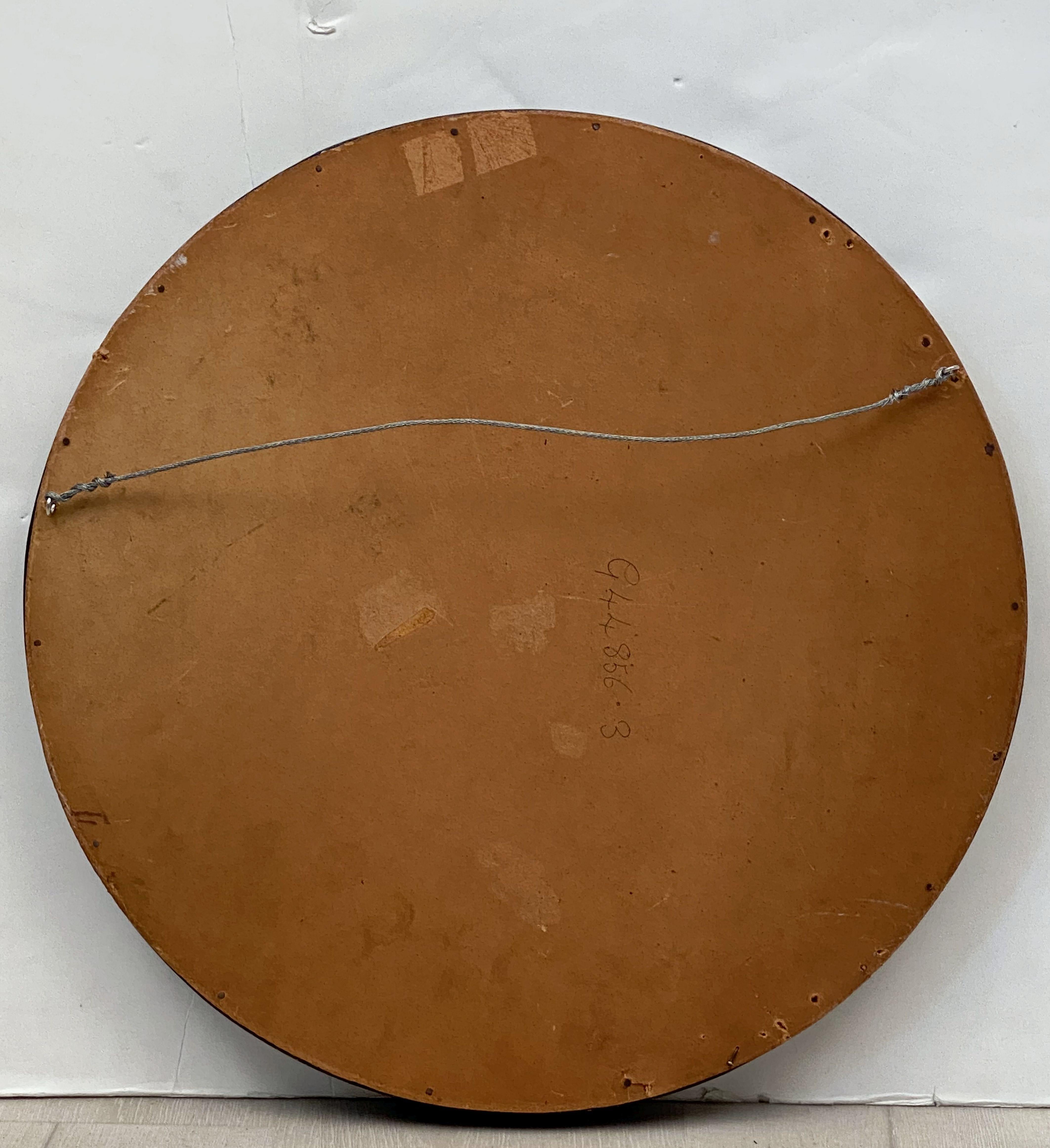 English Round Ebony Black and Gold Framed Convex Mirror 7
