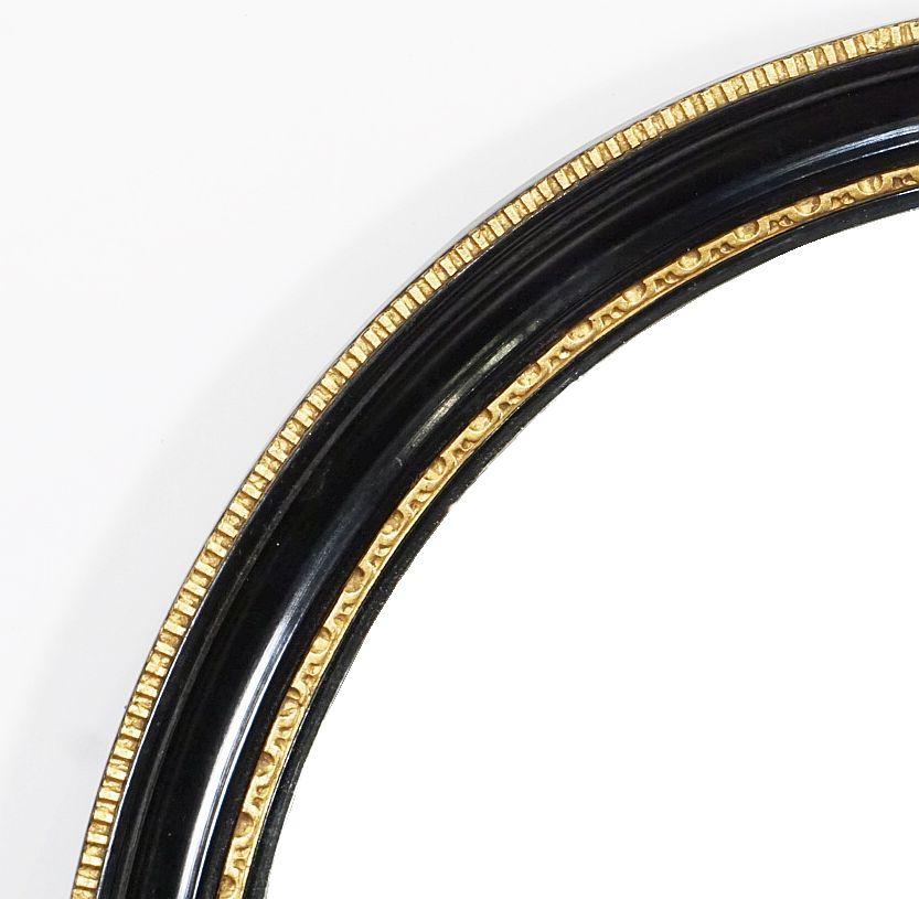 Regency Miroir convexe anglais rond en ébène encadré noir et or (diamètre 18 1/2) en vente