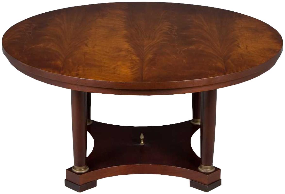 Regency English Round Flame Mahogany Cocktail Coffee Table For Sale