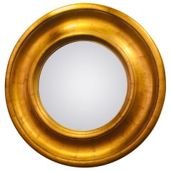 Vintage English Round Gilded Wooden Mirror