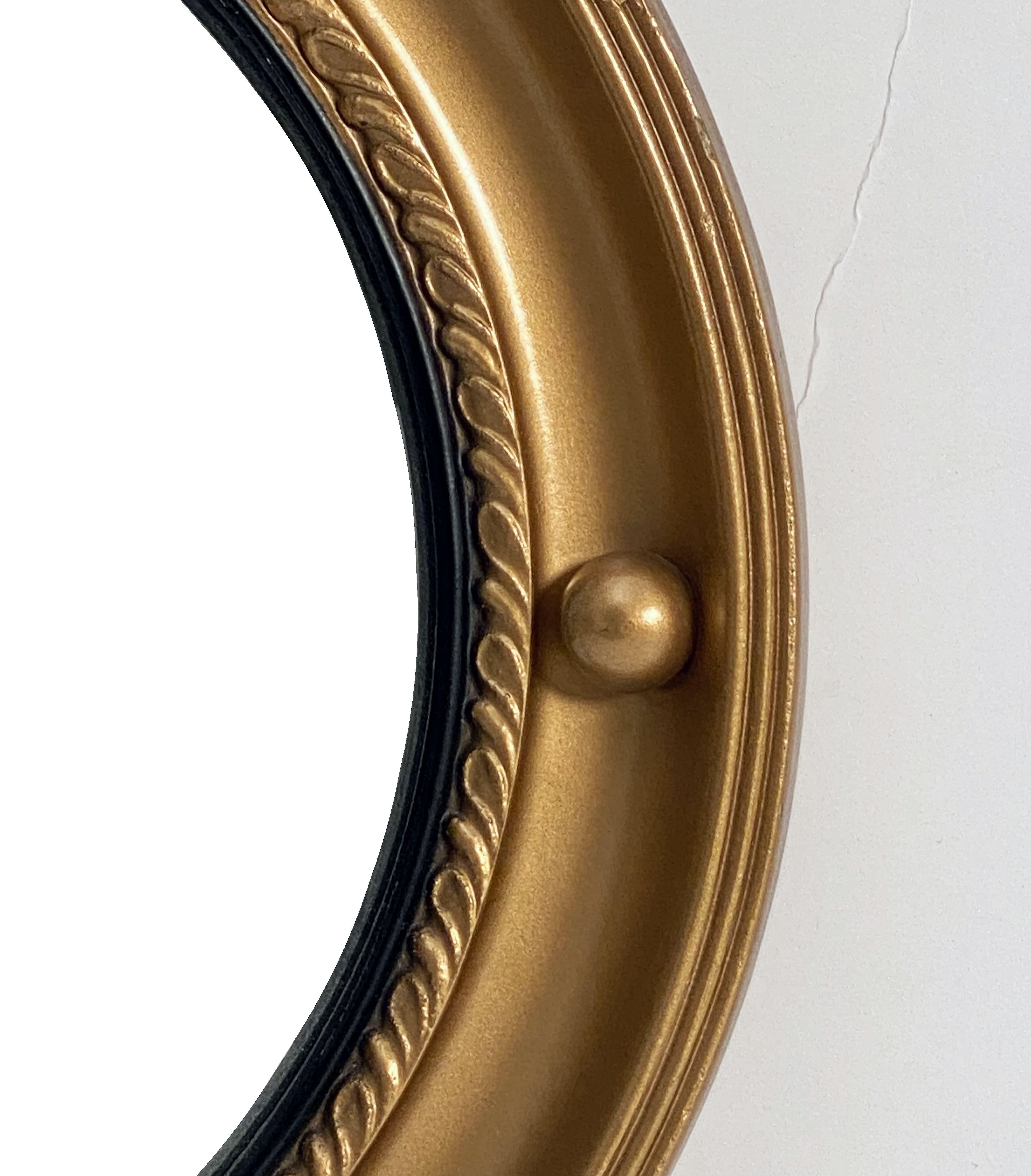 English Round Gilt Framed Convex Mirror (Diameter 13) For Sale 5