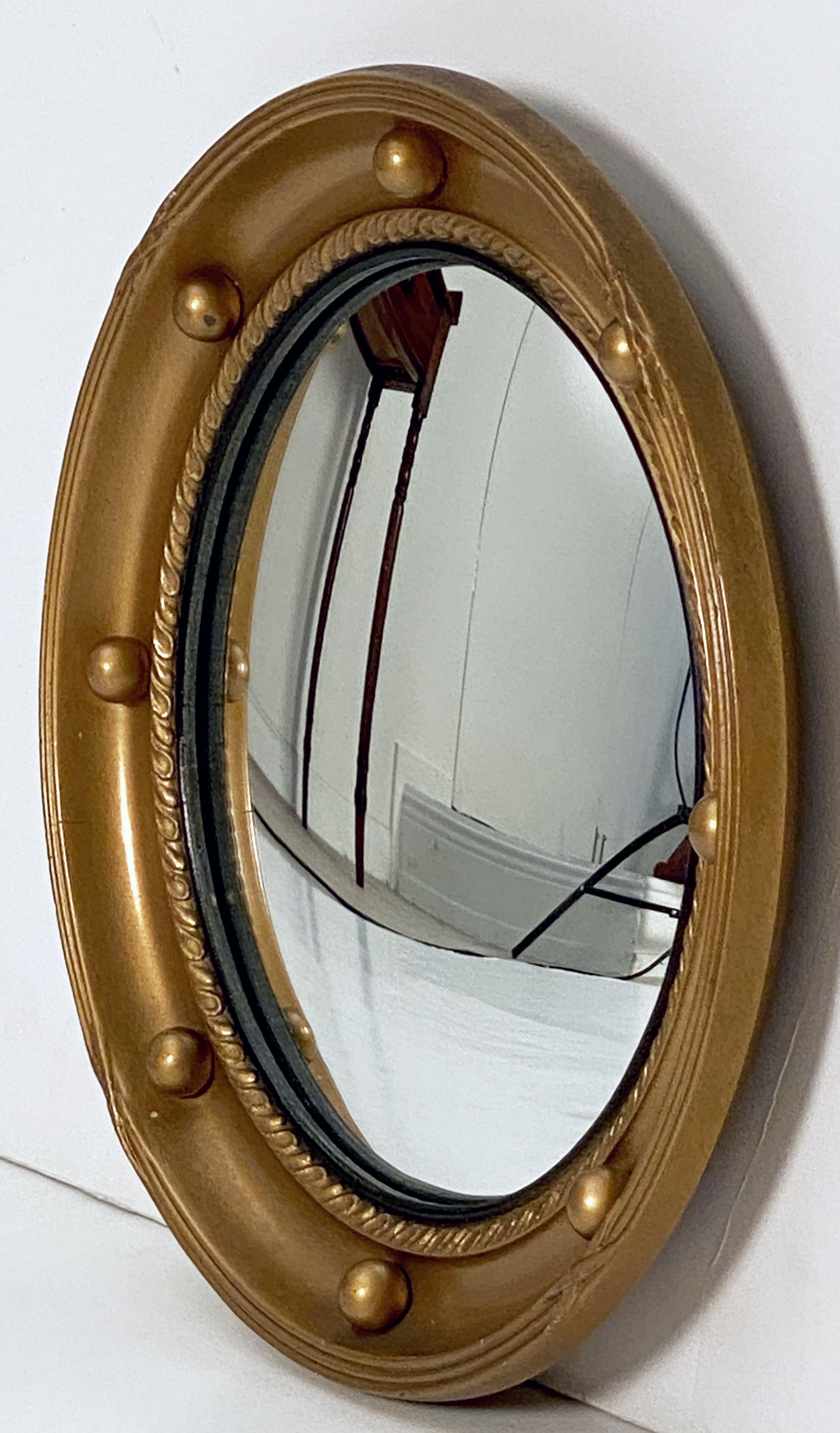 Regency English Round Gilt Framed Convex Mirror (Diameter 13) For Sale