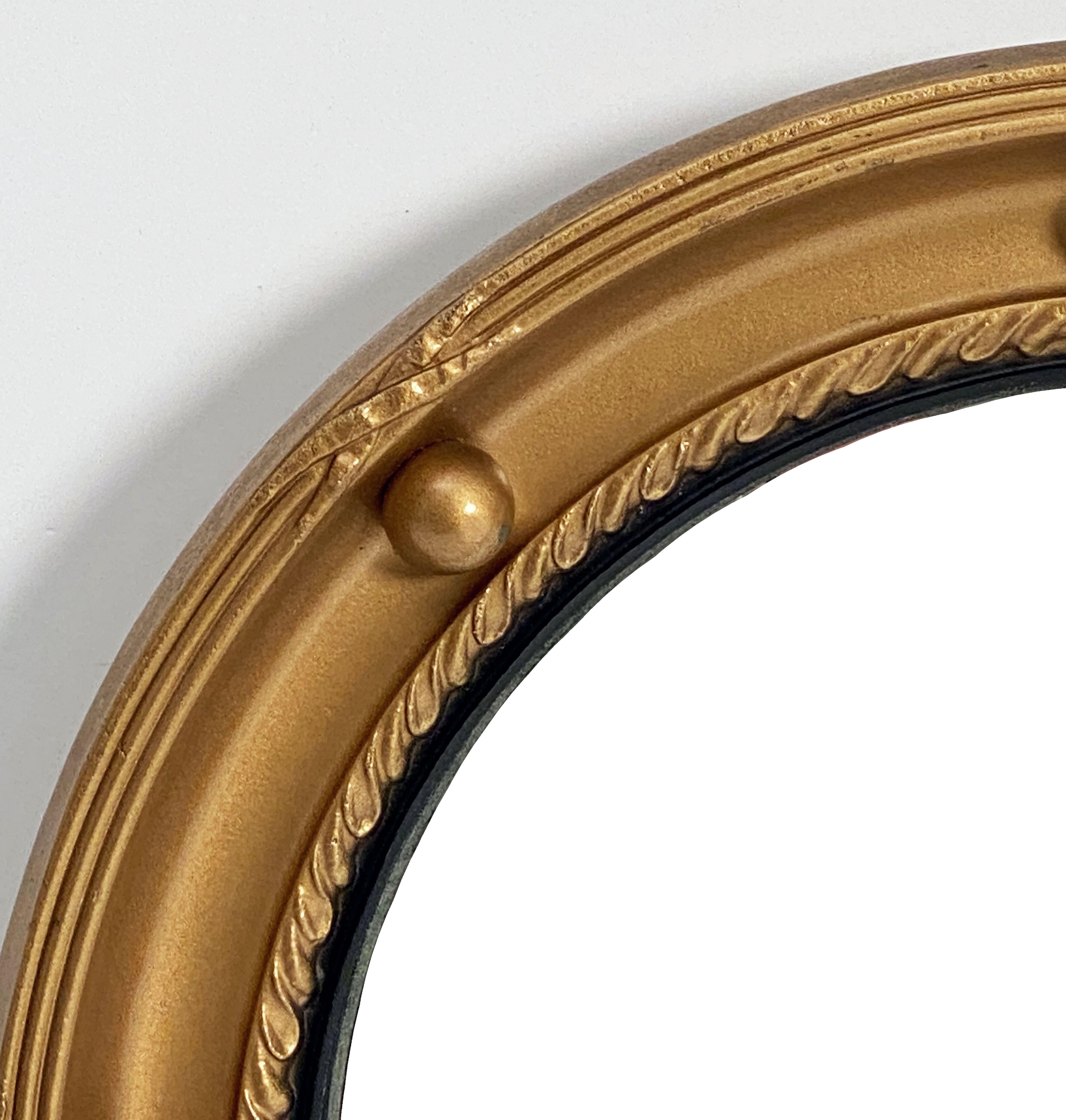 Plaster English Round Gilt Framed Convex Mirror (Diameter 13) For Sale