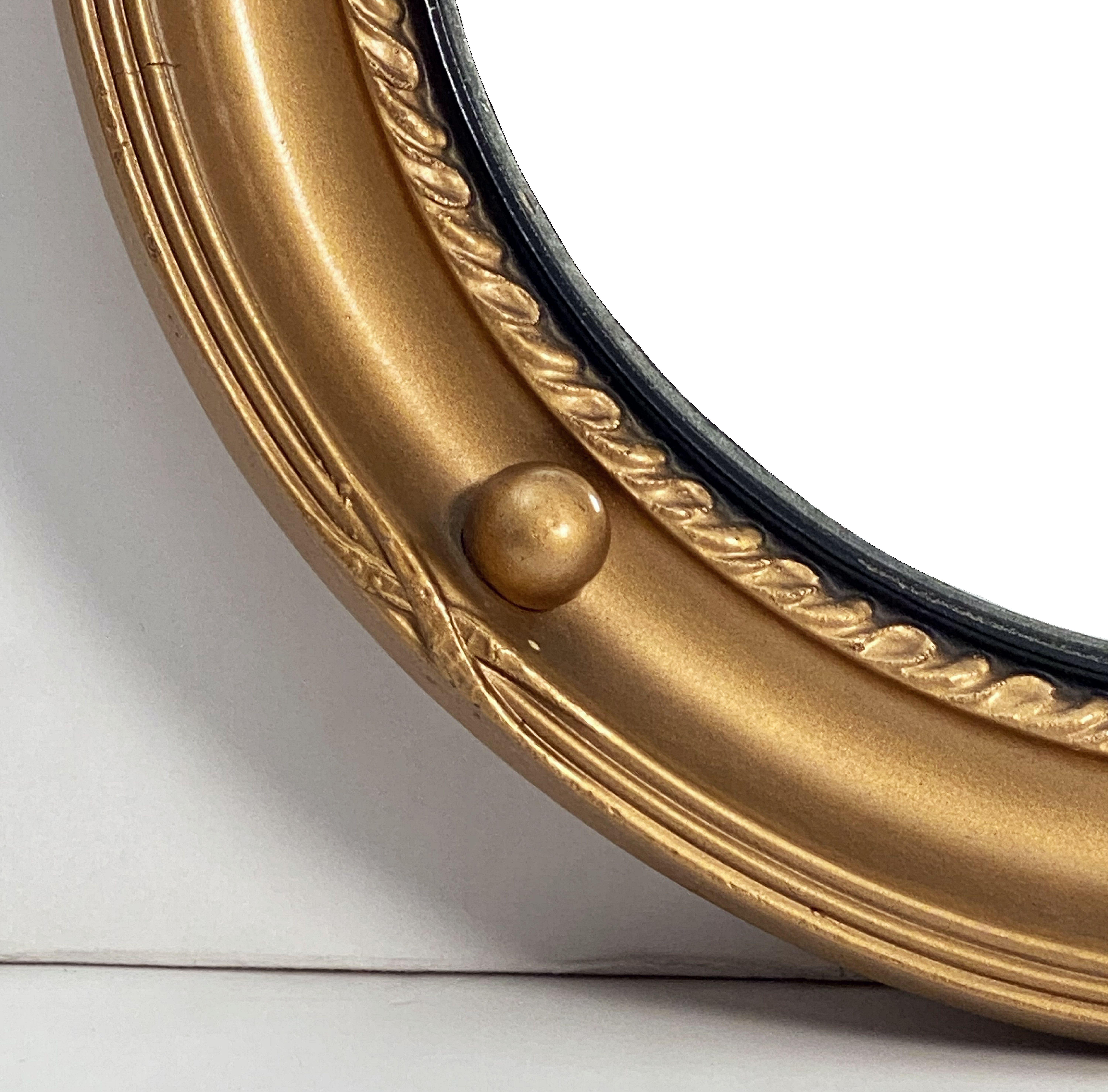English Round Gilt Framed Convex Mirror (Diameter 13) For Sale 2