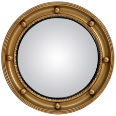 Miroir rond anglais convexe avec cadre doré (diamètre 13)