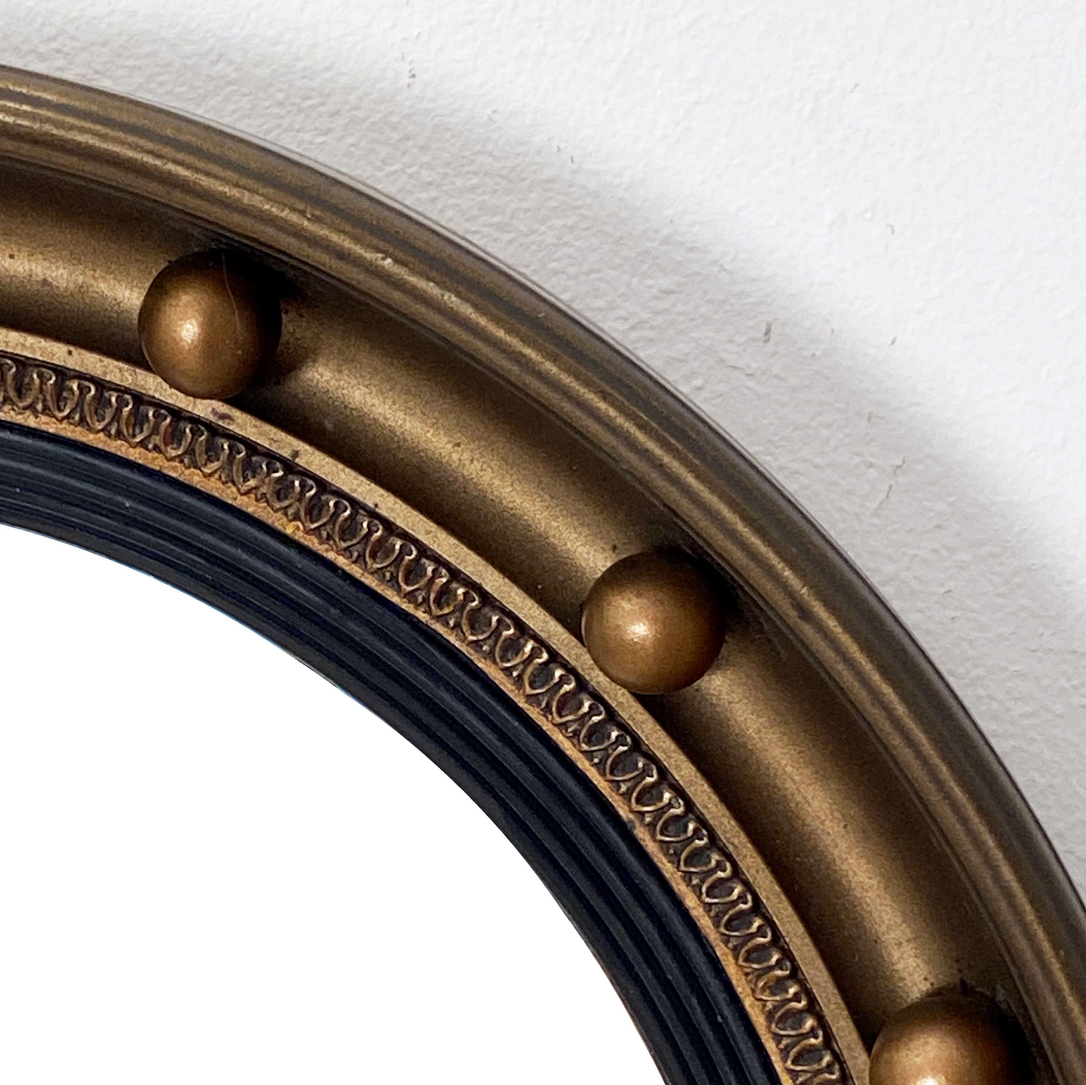 English Round Gilt Framed Convex Mirror (Diameter 16 1/2) 4