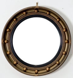 English Round Gilt Framed Convex Mirror (Diameter 16 1/2)