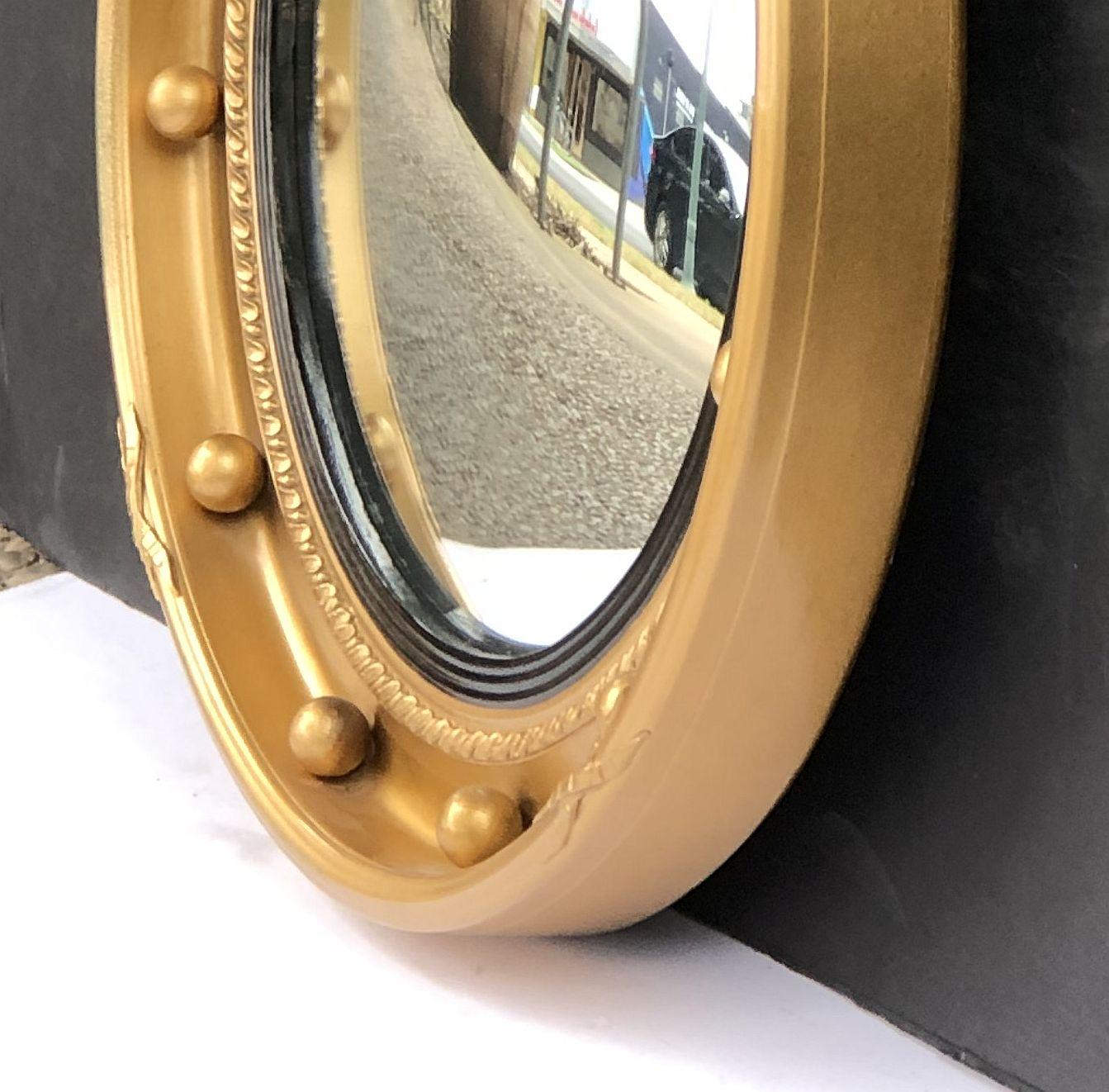 English Round Gilt Framed Convex Mirror (Diameter 16) 4