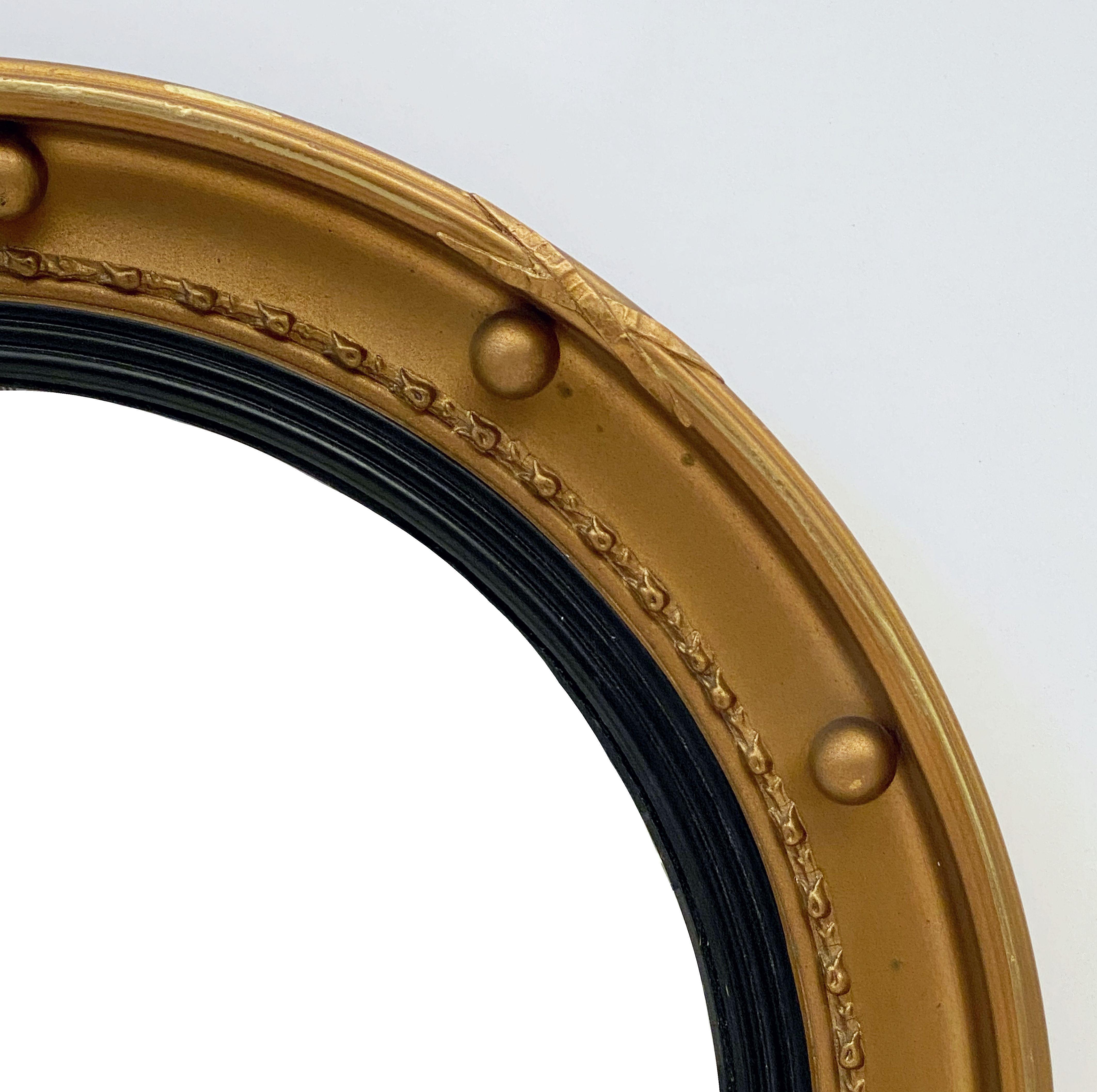 English Round Gilt Framed Convex Mirror (Diameter 18 1/4) 4