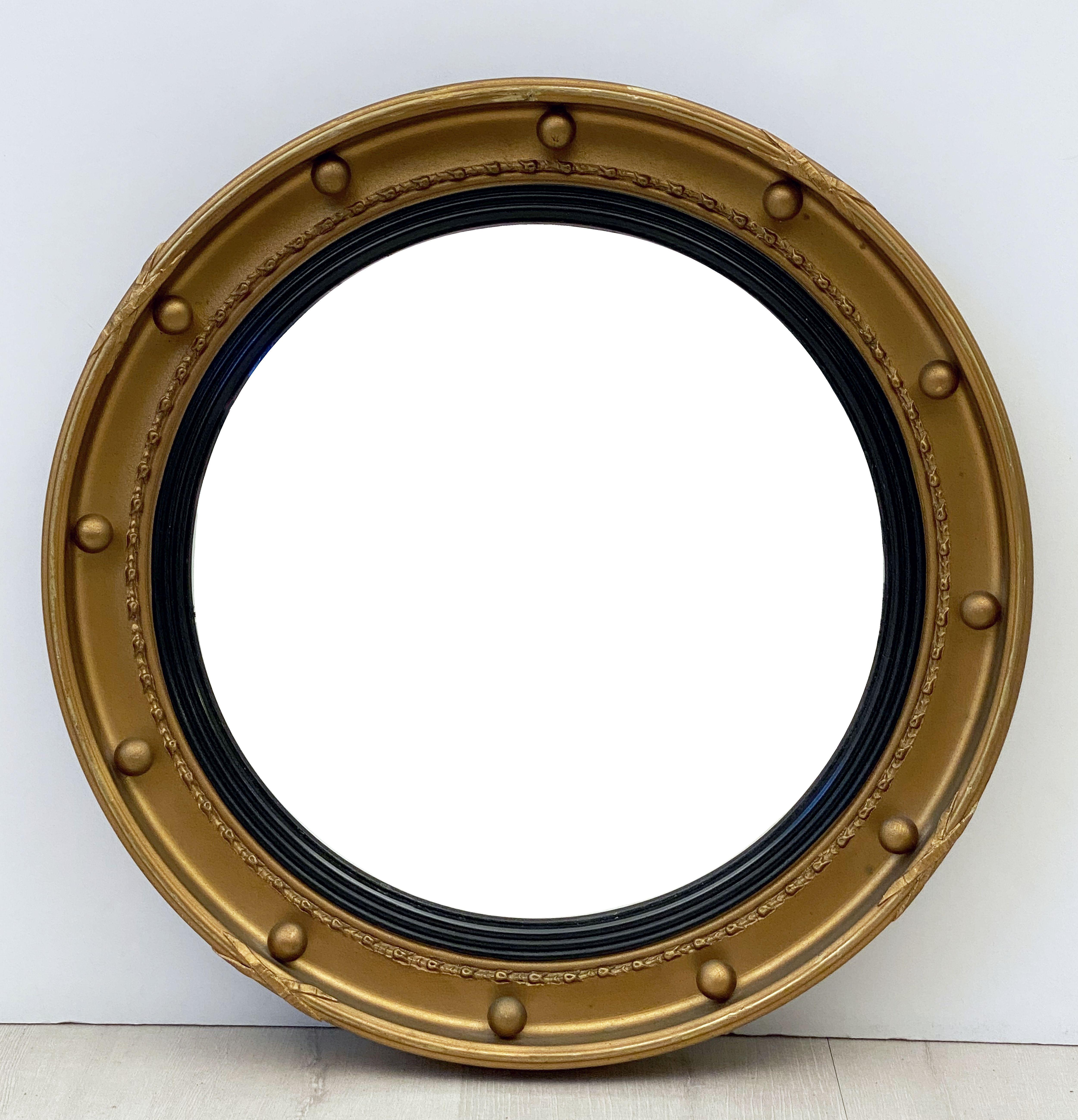 English Round Gilt Framed Convex Mirror (Diameter 18 1/4) 6