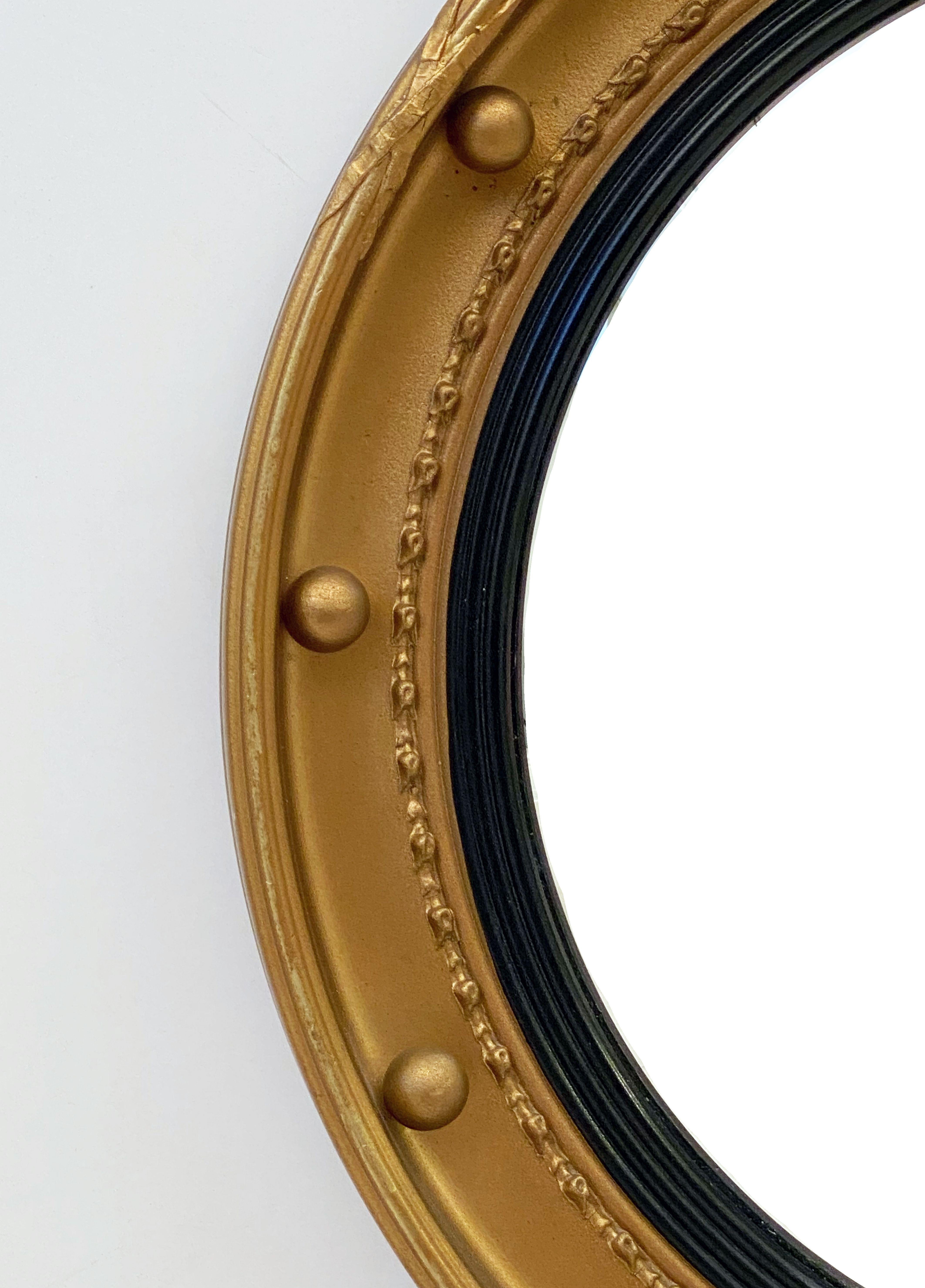 20th Century English Round Gilt Framed Convex Mirror (Diameter 18 1/4)