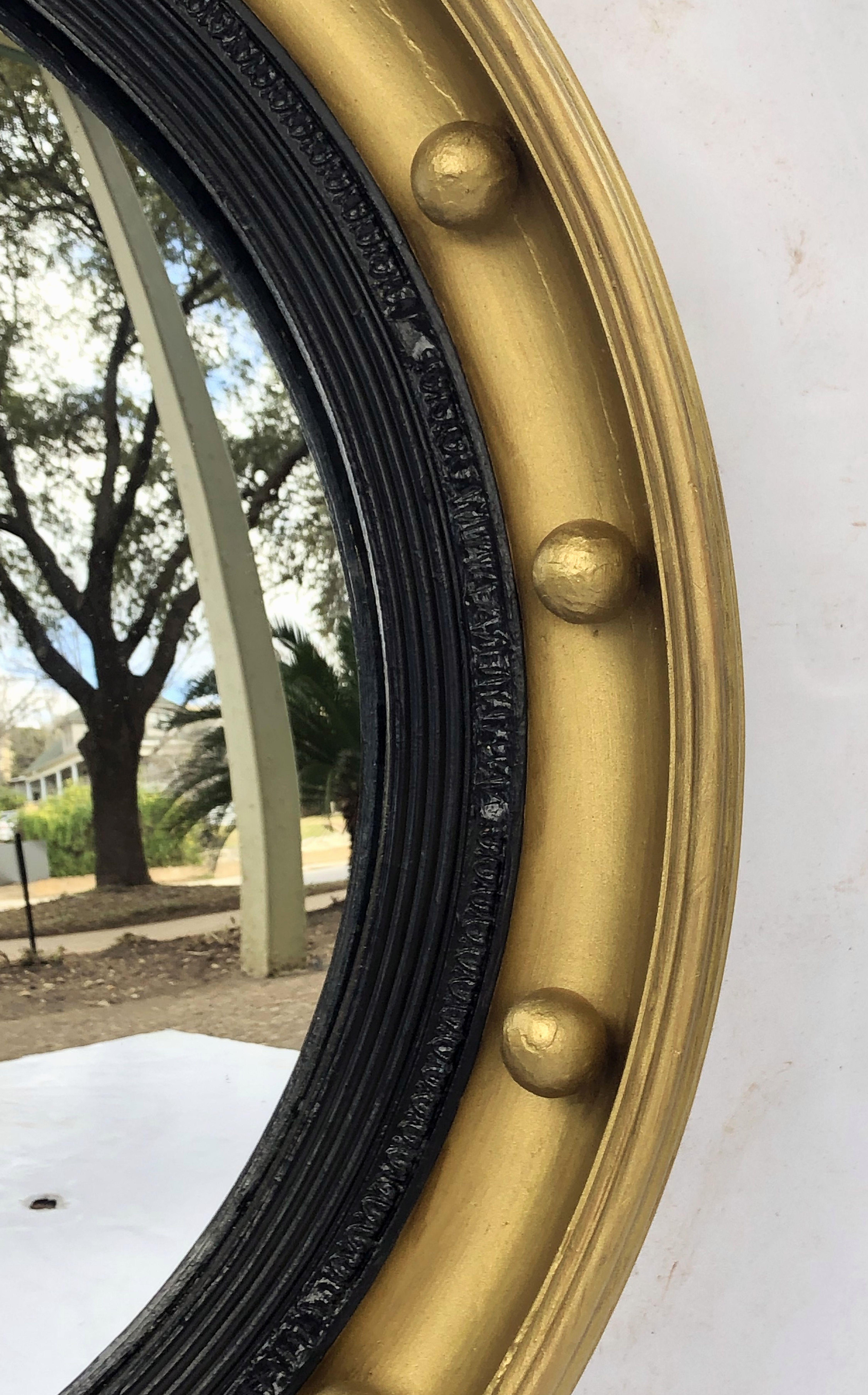 English Round Gilt Framed Convex Mirror (Diameter 18 3/4) 1