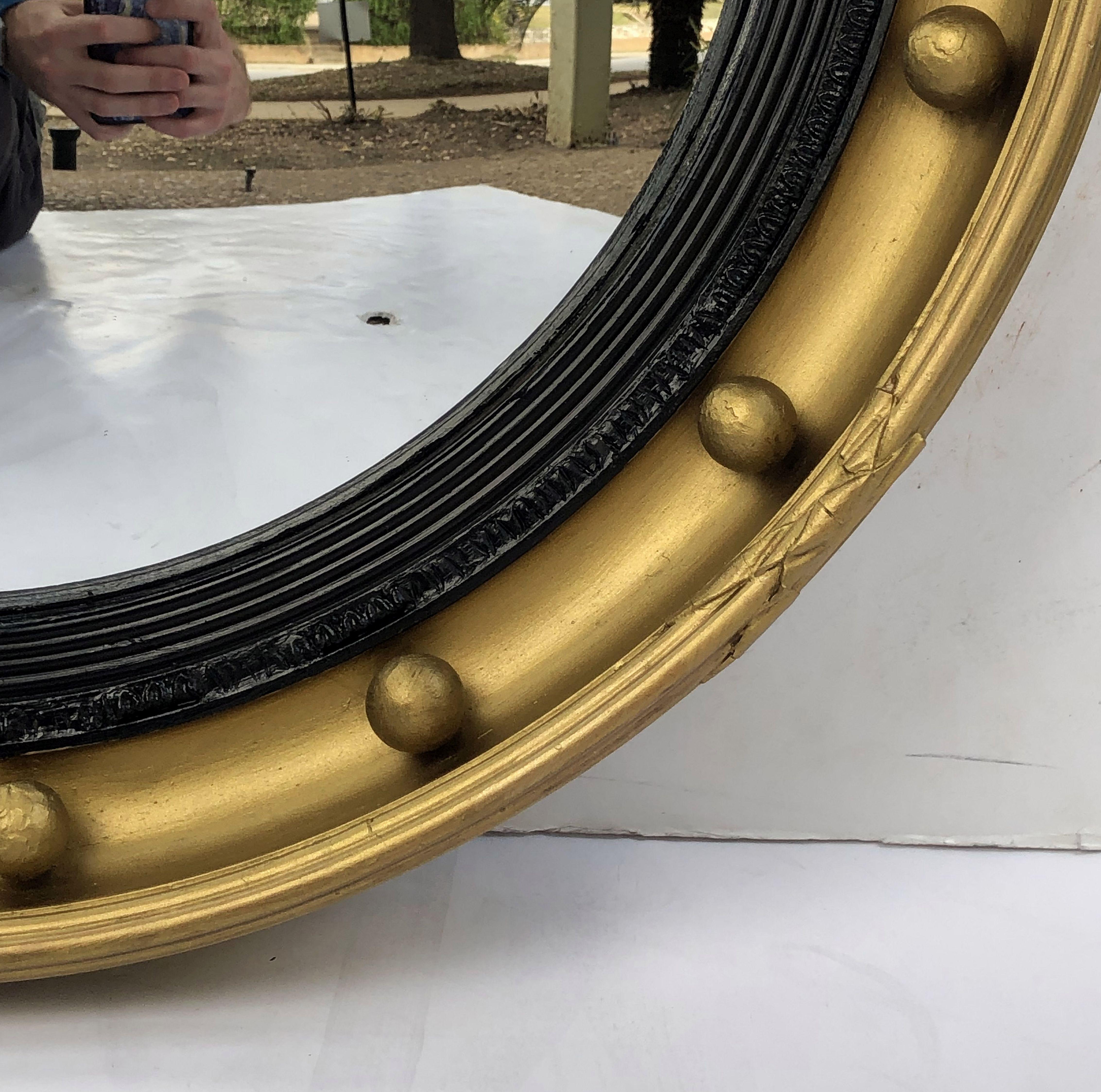 English Round Gilt Framed Convex Mirror (Diameter 18 3/4) 2