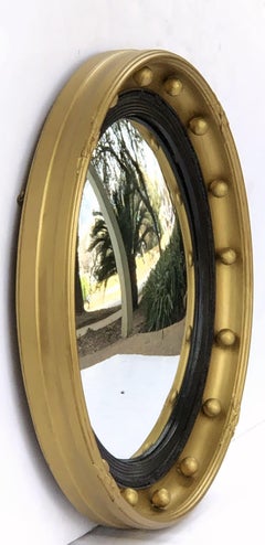 English Round Gilt Framed Convex Mirror (Diameter 18 3/4)