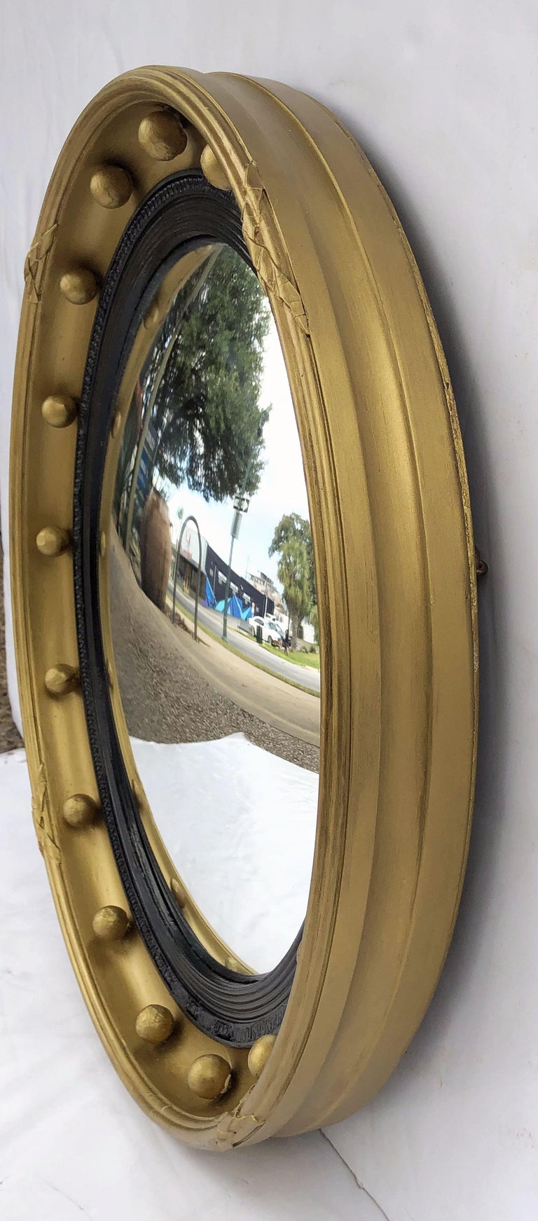 English Round Gilt Framed Convex Mirror (Diameter 18 3/4) at 1stDibs