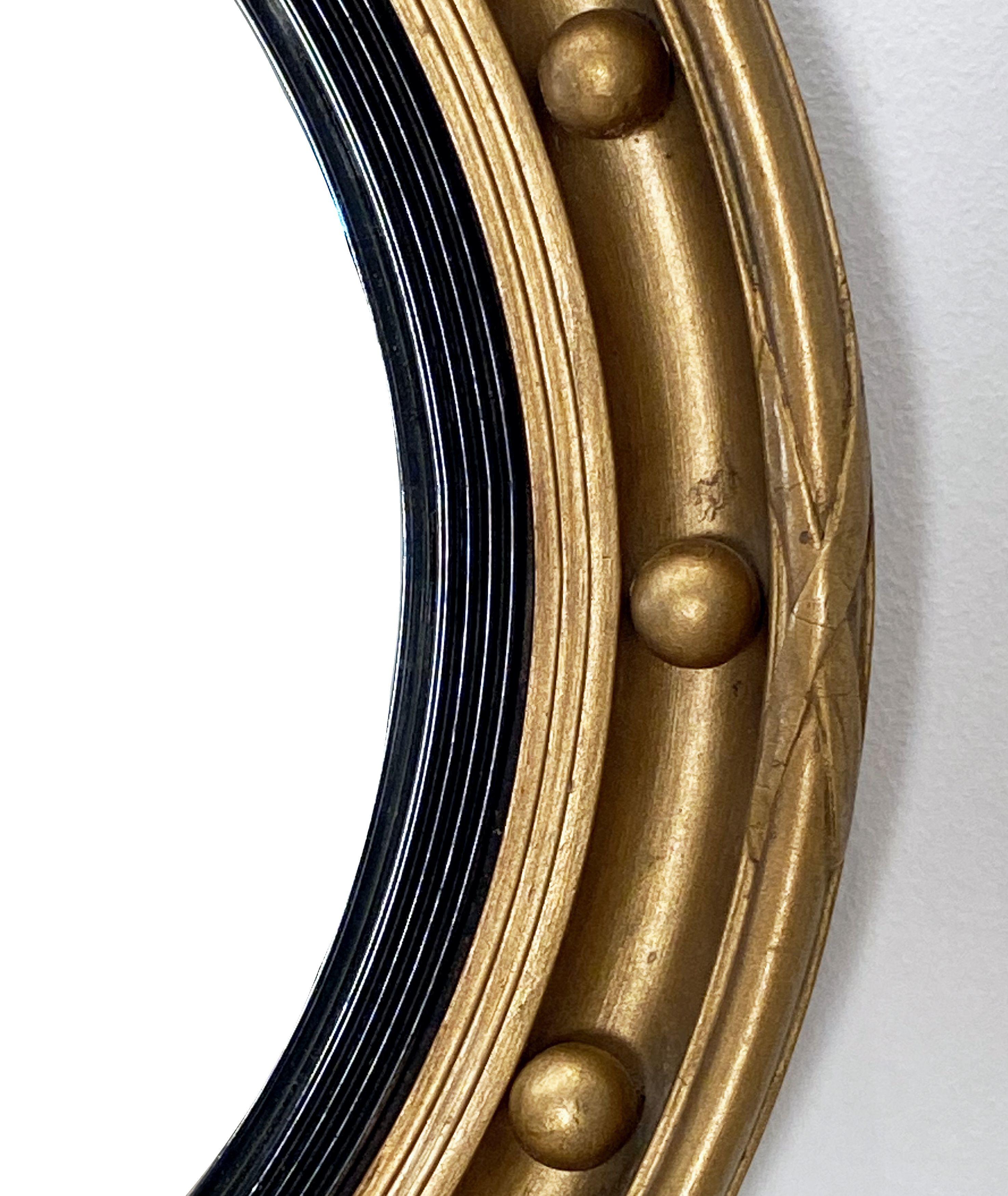 English Round Gilt Framed Convex Mirror (Diameter 18 3/8) 5