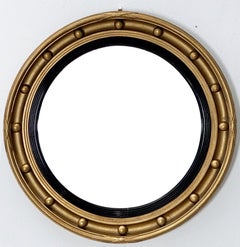 English Round Gilt Framed Convex Mirror (Diameter 18 3/8)