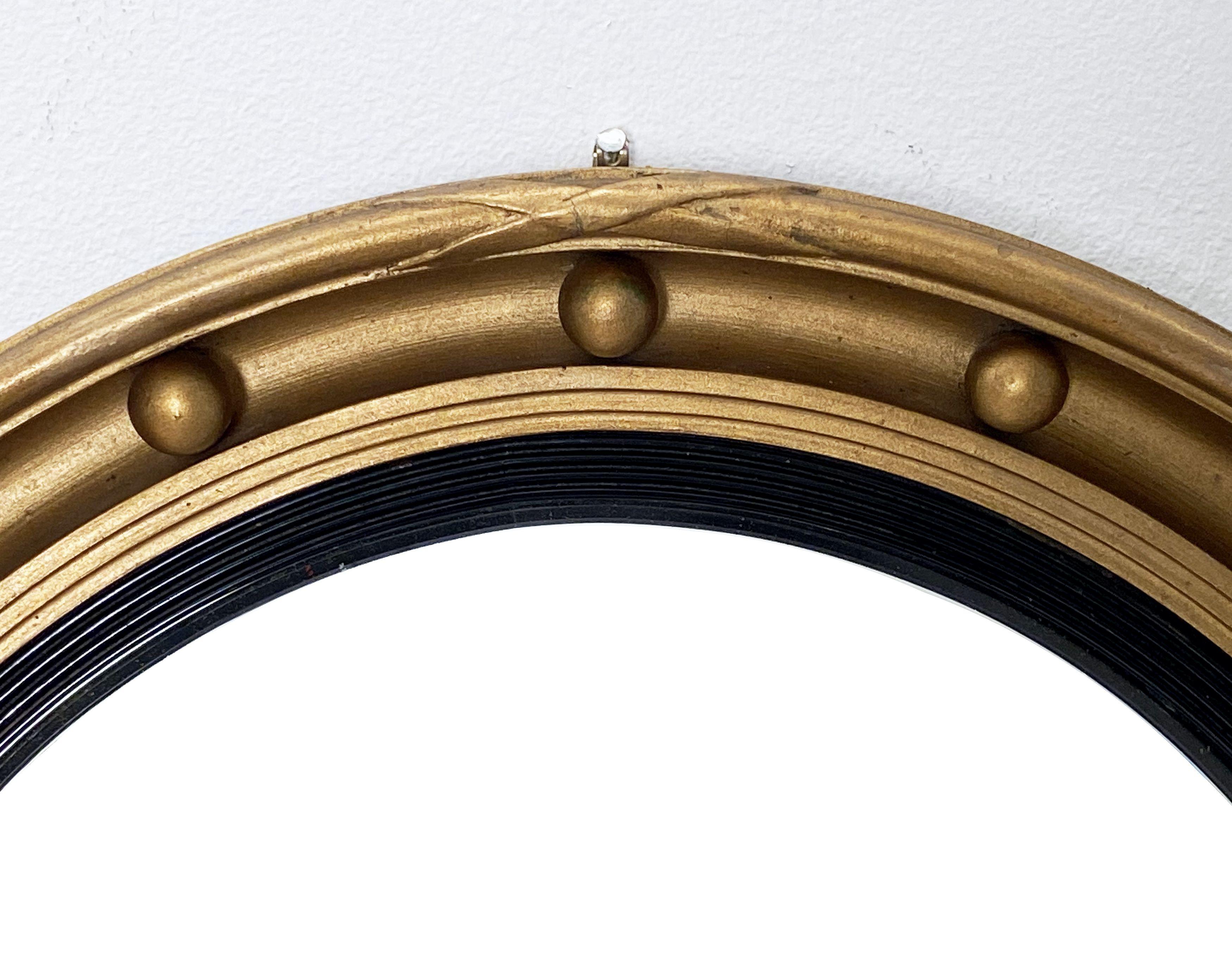20th Century English Round Gilt Framed Convex Mirror (Diameter 18 3/8)