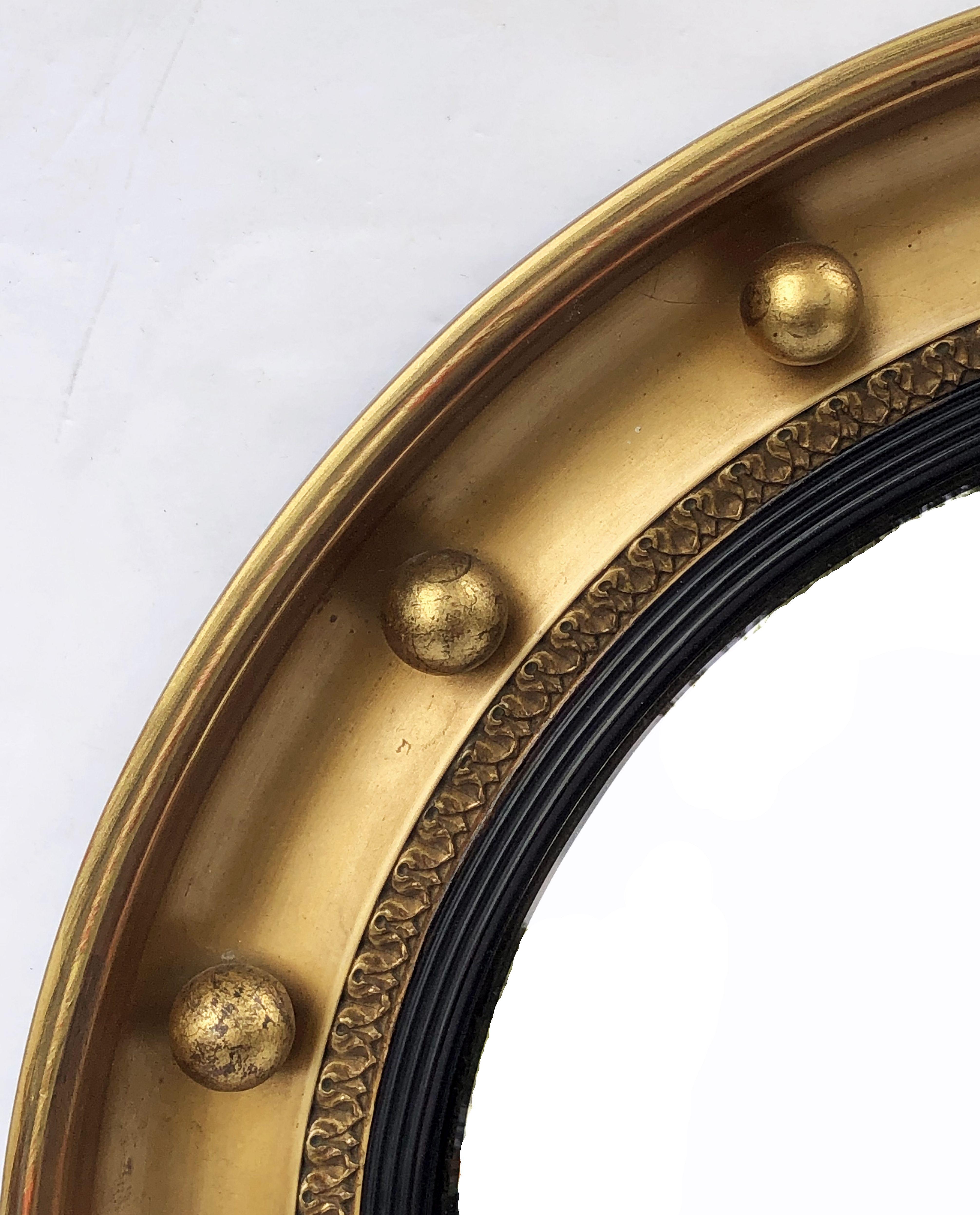 Englischer runder vergoldeter Spiegel mit konvexem Rahmen (Durchmesser 19 3/8) 4