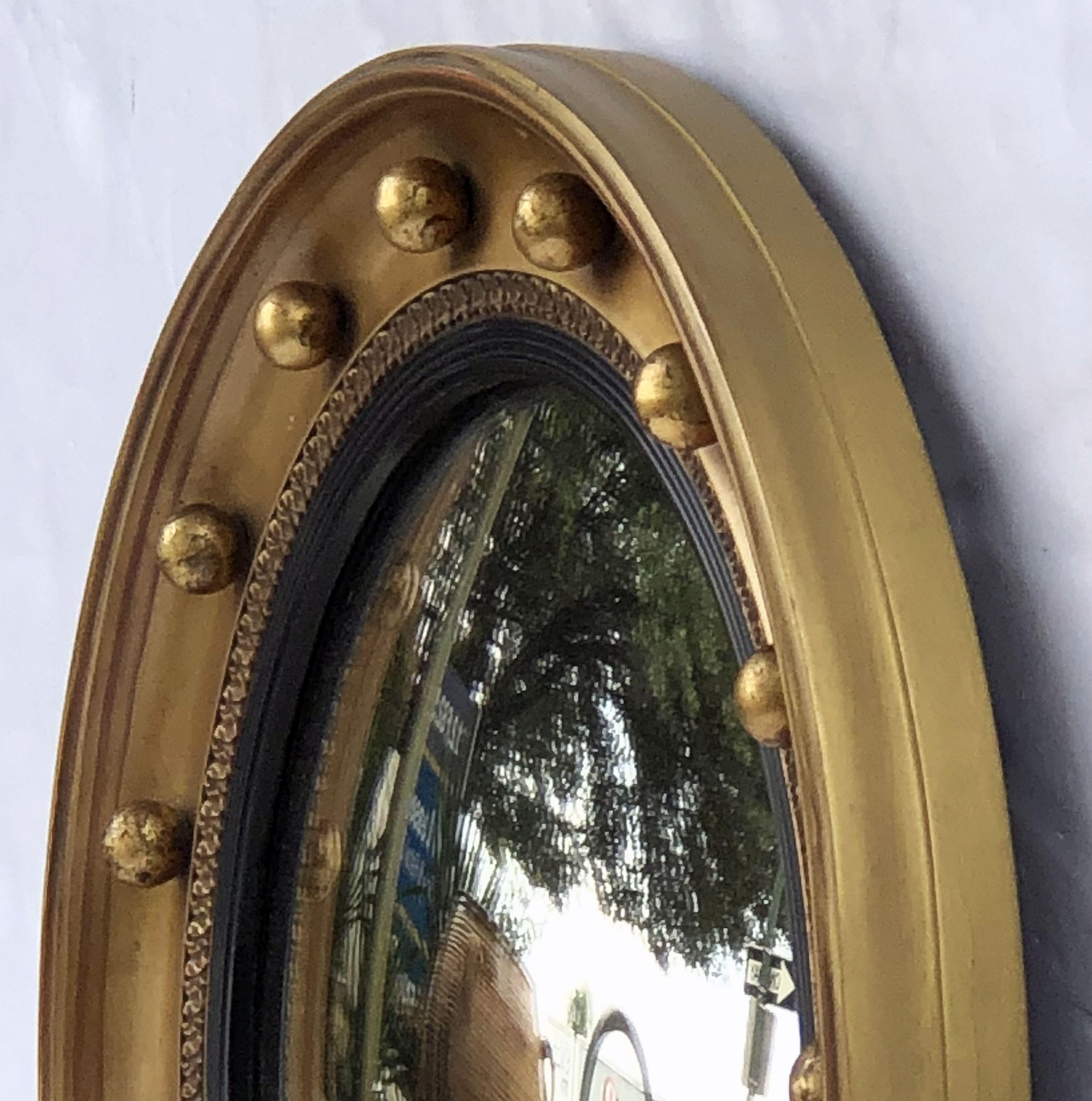 Englischer runder vergoldeter Spiegel mit konvexem Rahmen (Durchmesser 19 3/8) 5