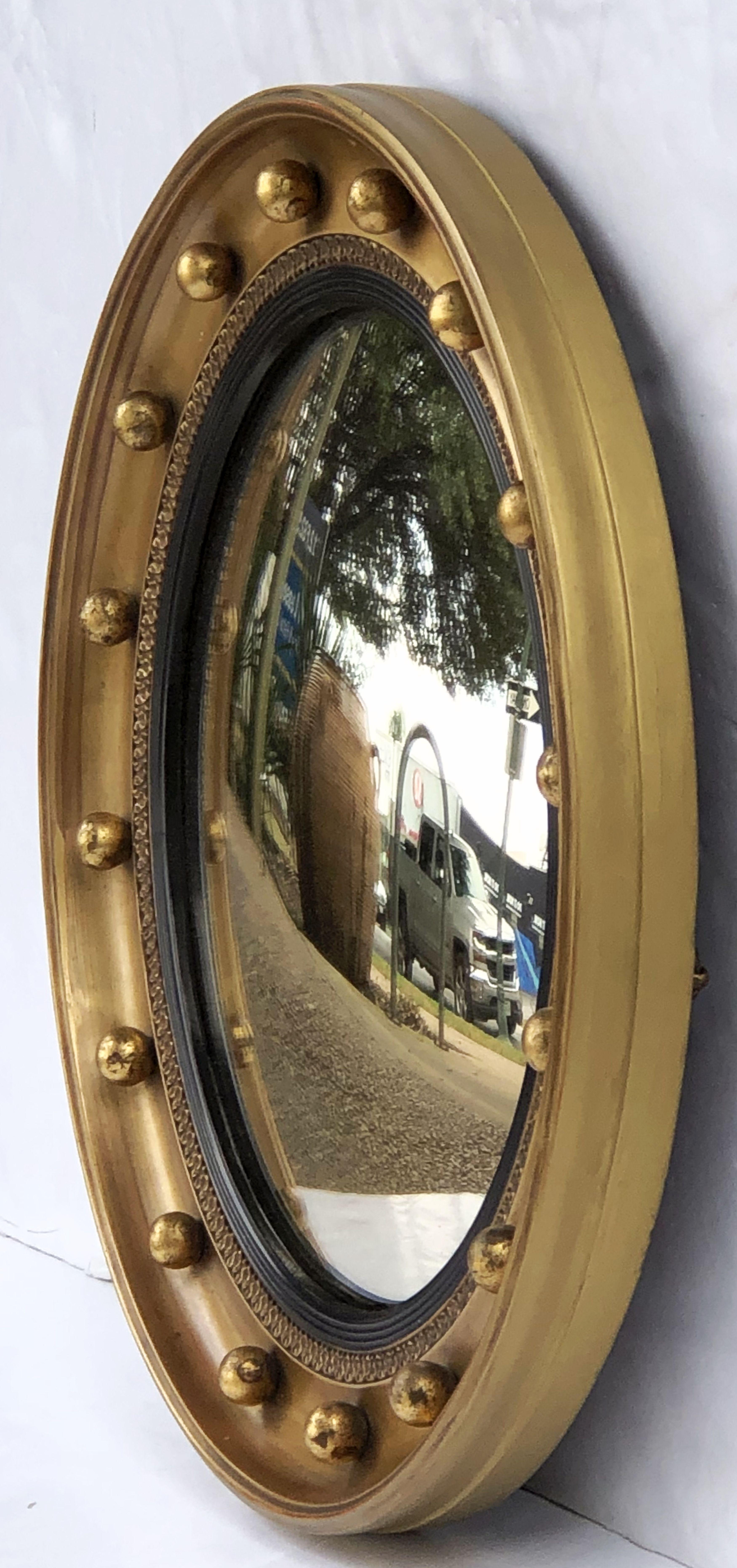 Englischer runder vergoldeter Spiegel mit konvexem Rahmen (Durchmesser 19 3/8) 6