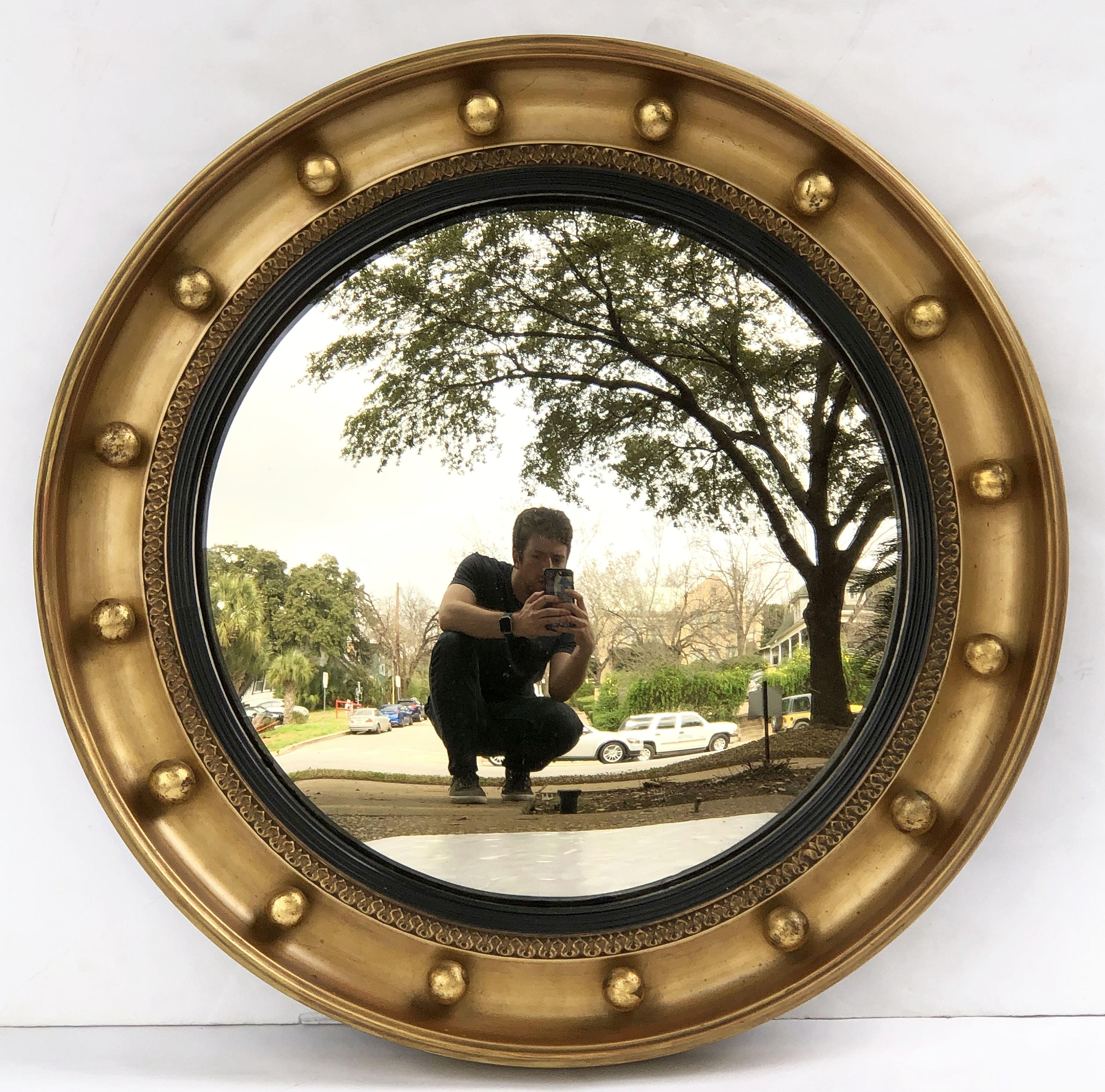 Englischer runder vergoldeter Spiegel mit konvexem Rahmen (Durchmesser 19 3/8) 7