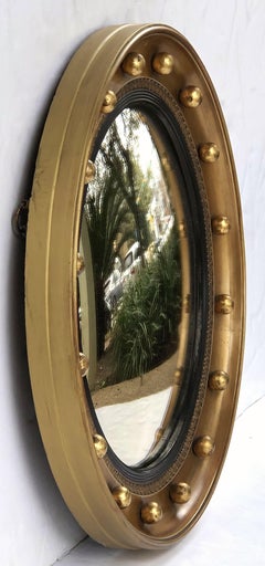 English Round Gilt Framed Convex Mirror (Diameter 19 3/8)